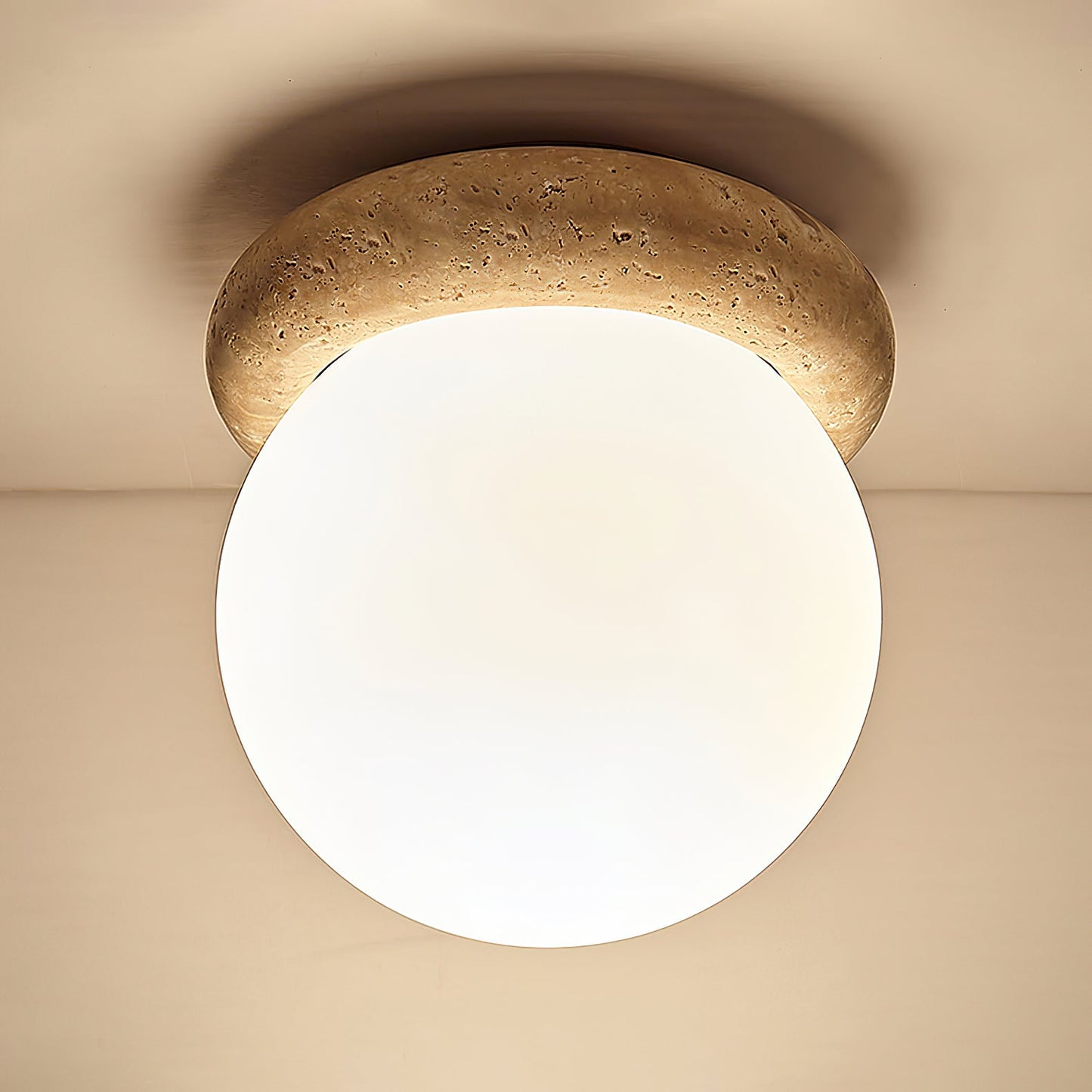 Colaeiel Disc-globe Travertine Ceiling Light