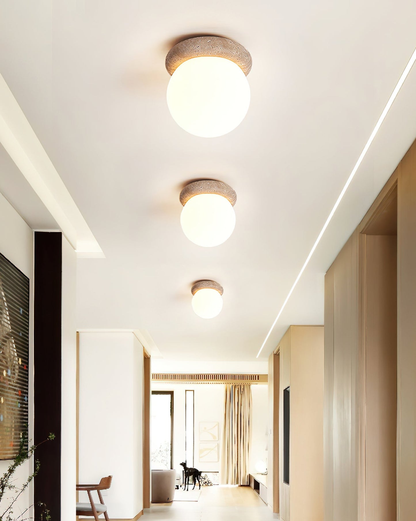 Colaeiel Disc-globe Travertine Ceiling Light