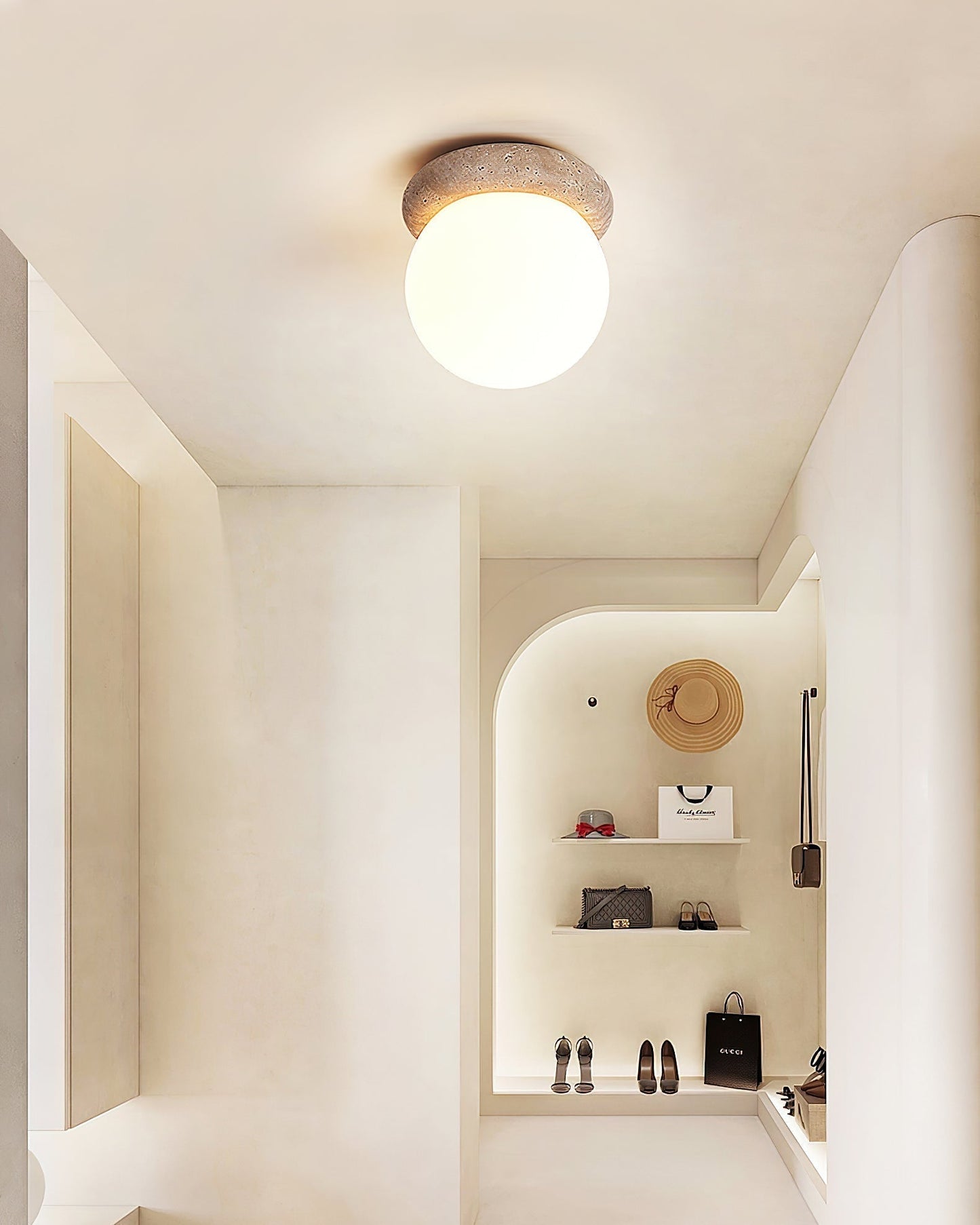 Colaeiel Disc-globe Travertine Ceiling Light