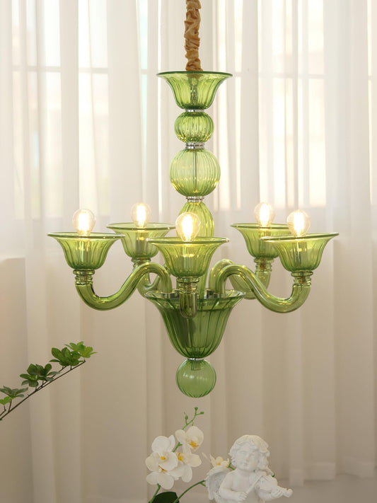 Aurora Chandelier Murano Glass Green