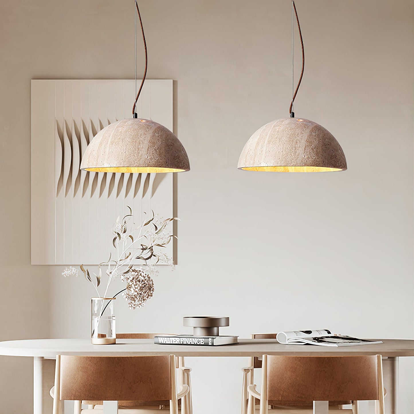 Avdoraris Dome-shaped Travertine Pendant Light