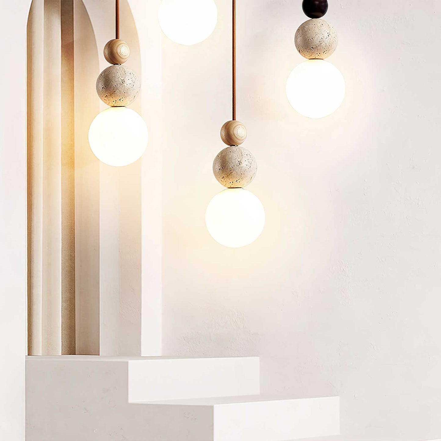 Ullaeia Sphere-cluster Travertine Pendant Light