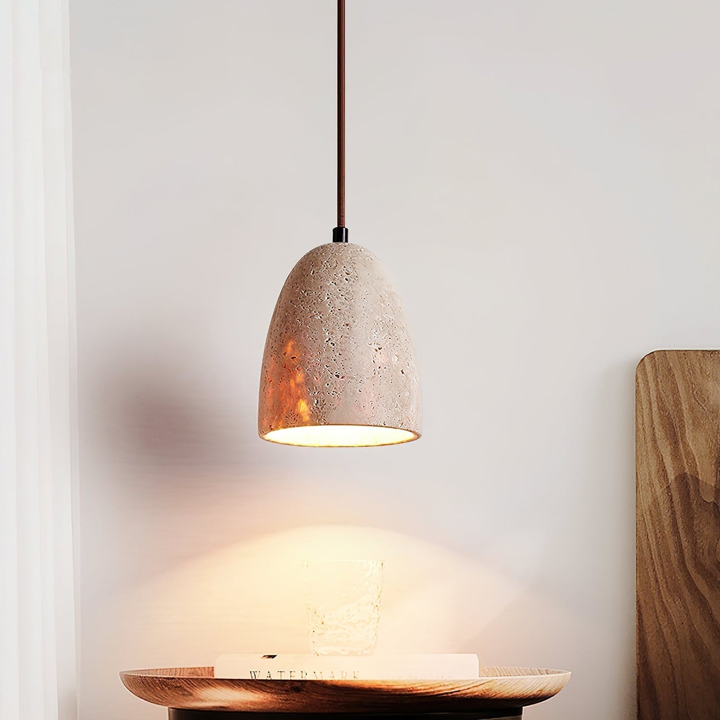 Evtheira Conical Travertine Pendant Light