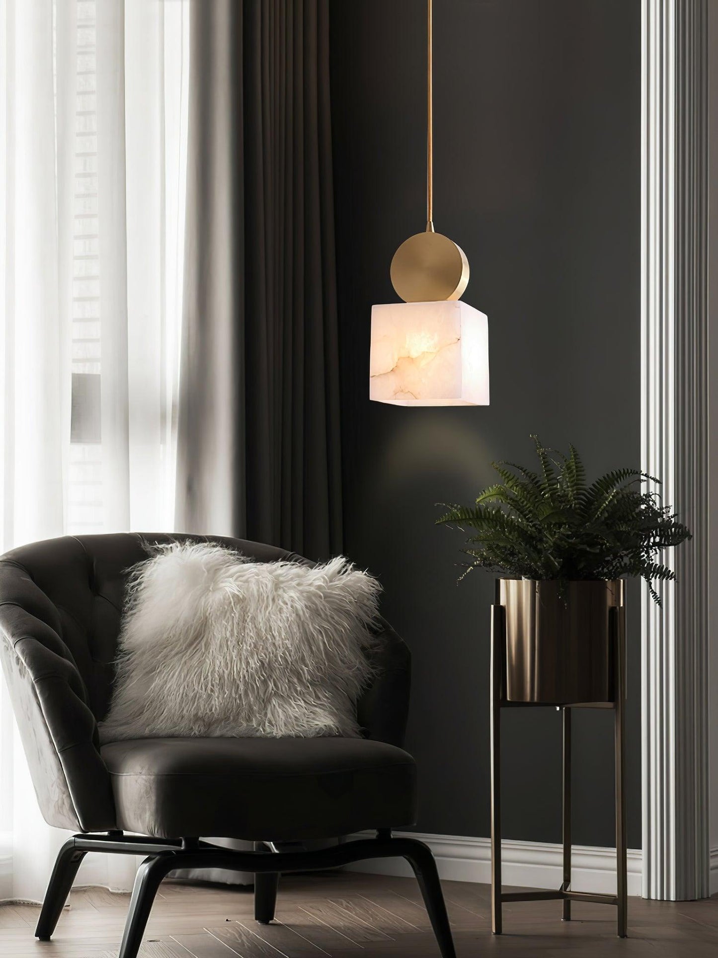 Lyrindis Cylinder Alabaster Pendant Light