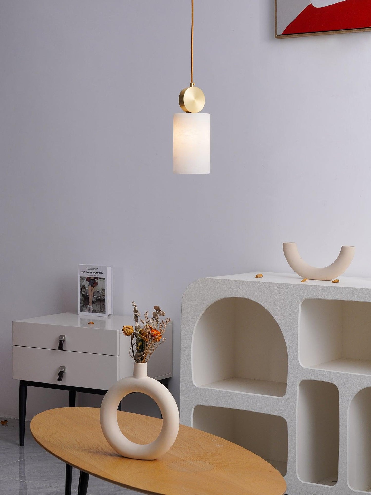 Lyrindis Cylinder Alabaster Pendant Light