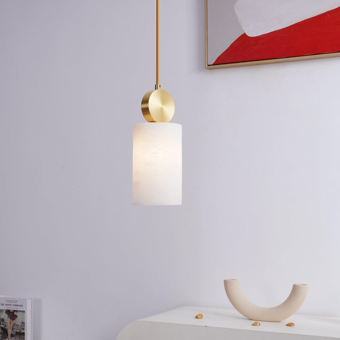 Lyrindis Cylinder Alabaster Pendant Light