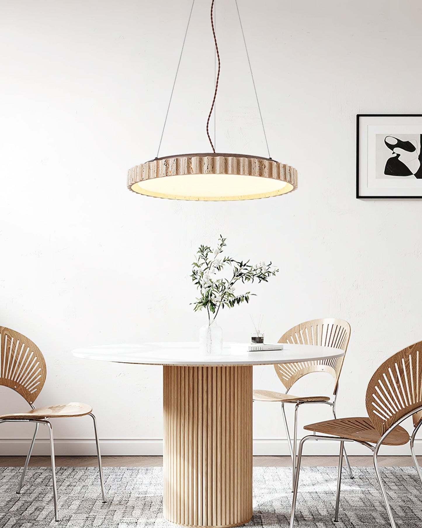 Elvenis Circular Travertine Pendant Light
