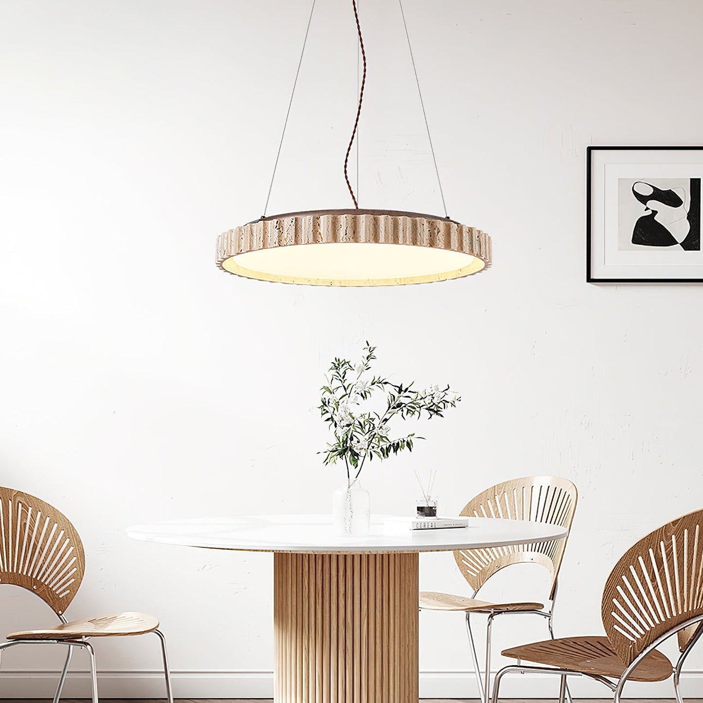Elvenis Circular Travertine Pendant Light