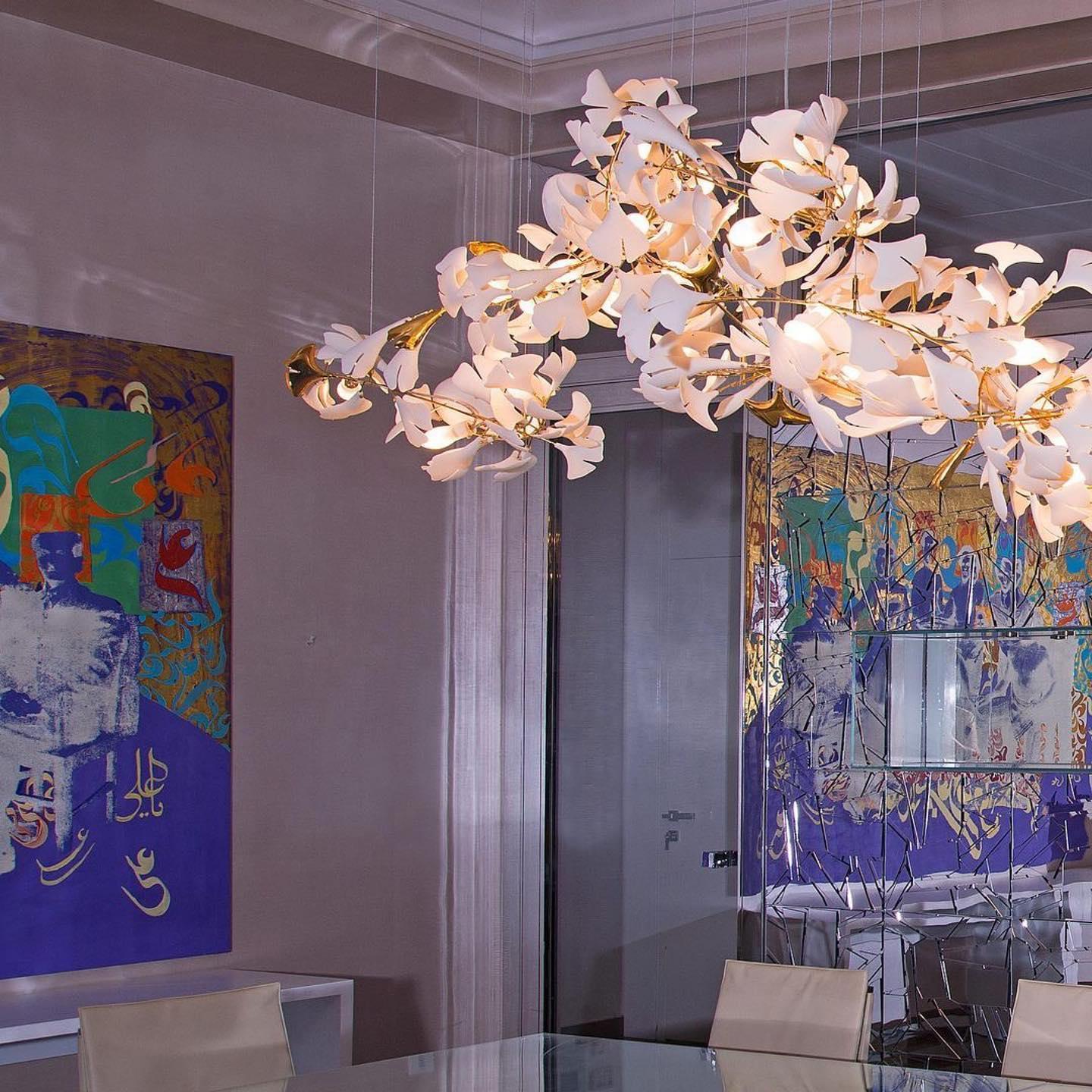 Olivia Ceramic Gingko Leaf Chandelier Organic Curves