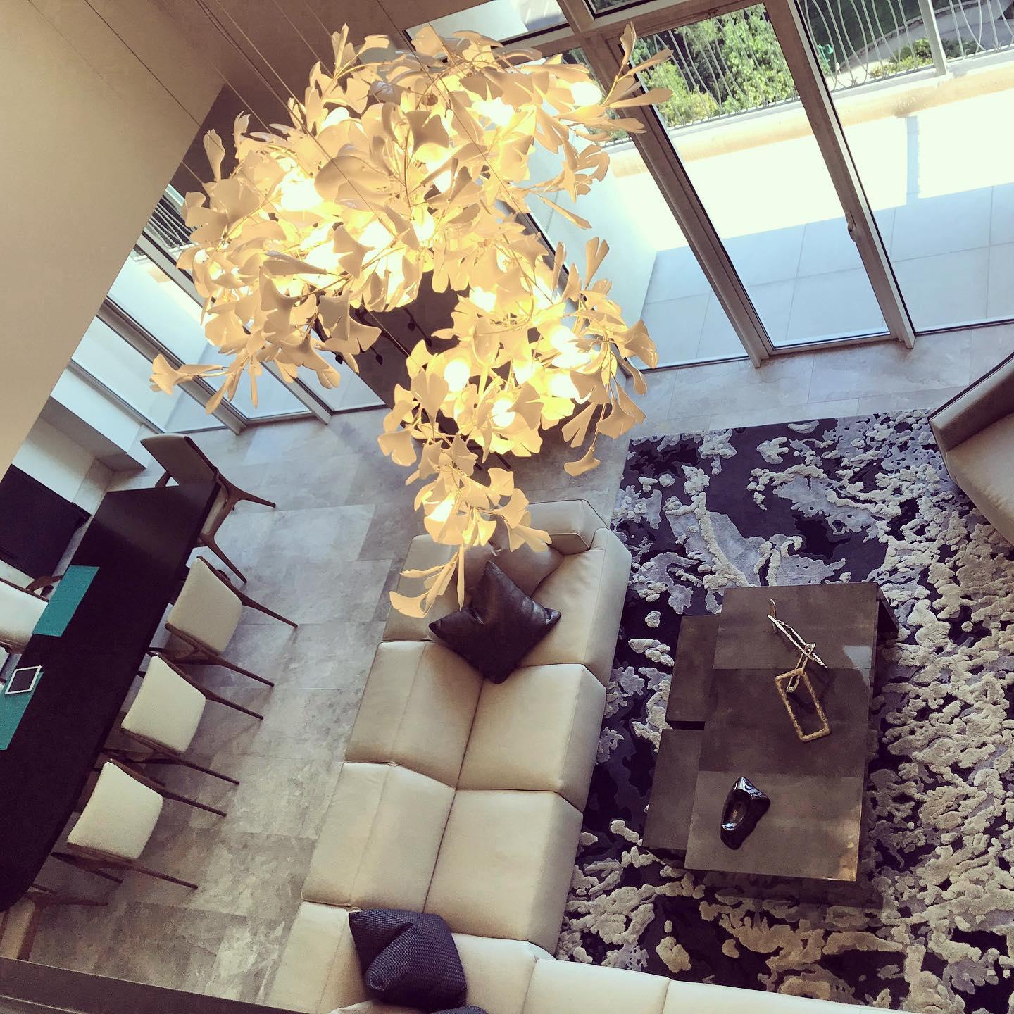 Olivia Ceramic Gingko Leaf Chandelier Organic Curves