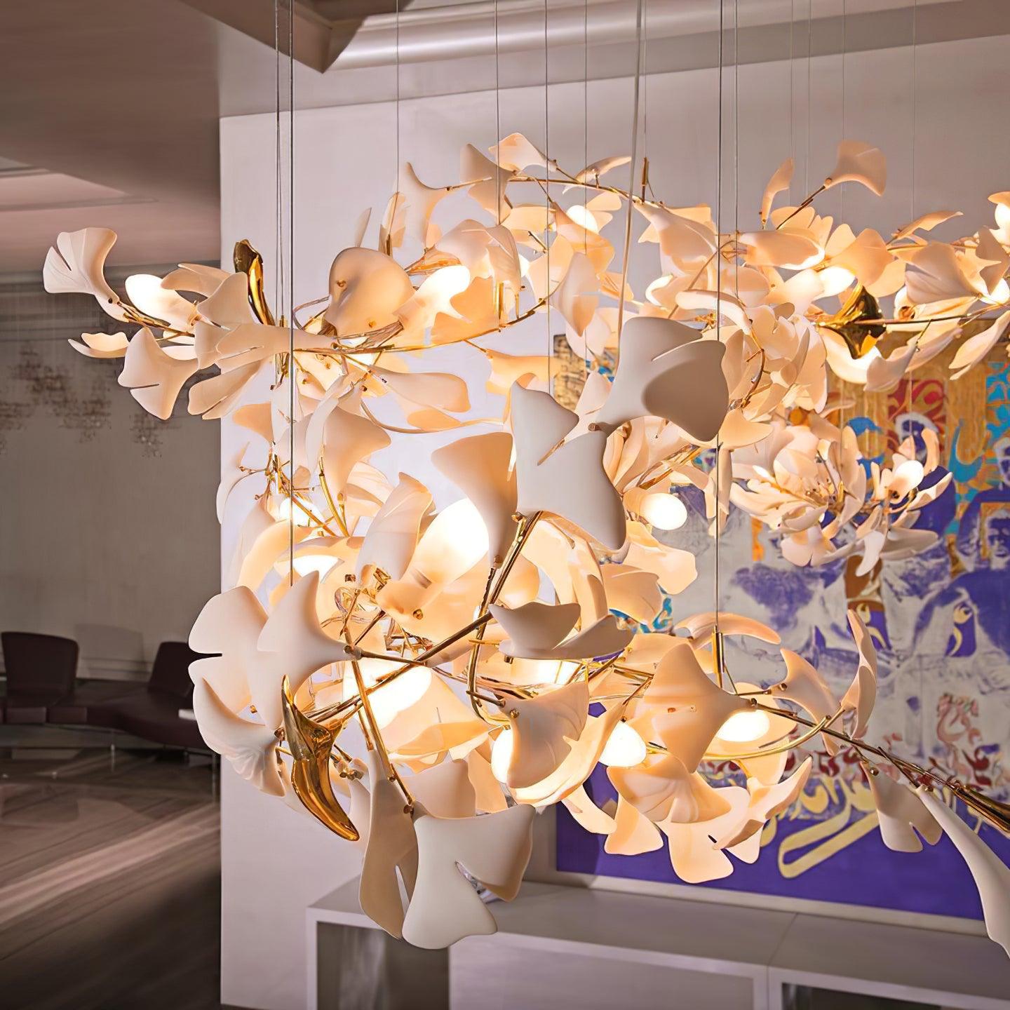 Olivia Ceramic Gingko Leaf Chandelier Organic Curves