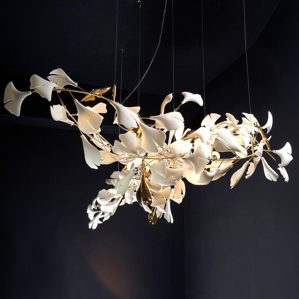 Olivia Ceramic Gingko Leaf Chandelier Organic Curves