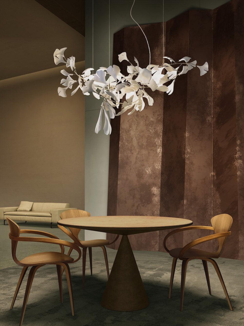 Olivia Ceramic Gingko Leaf Chandelier Organic Curves