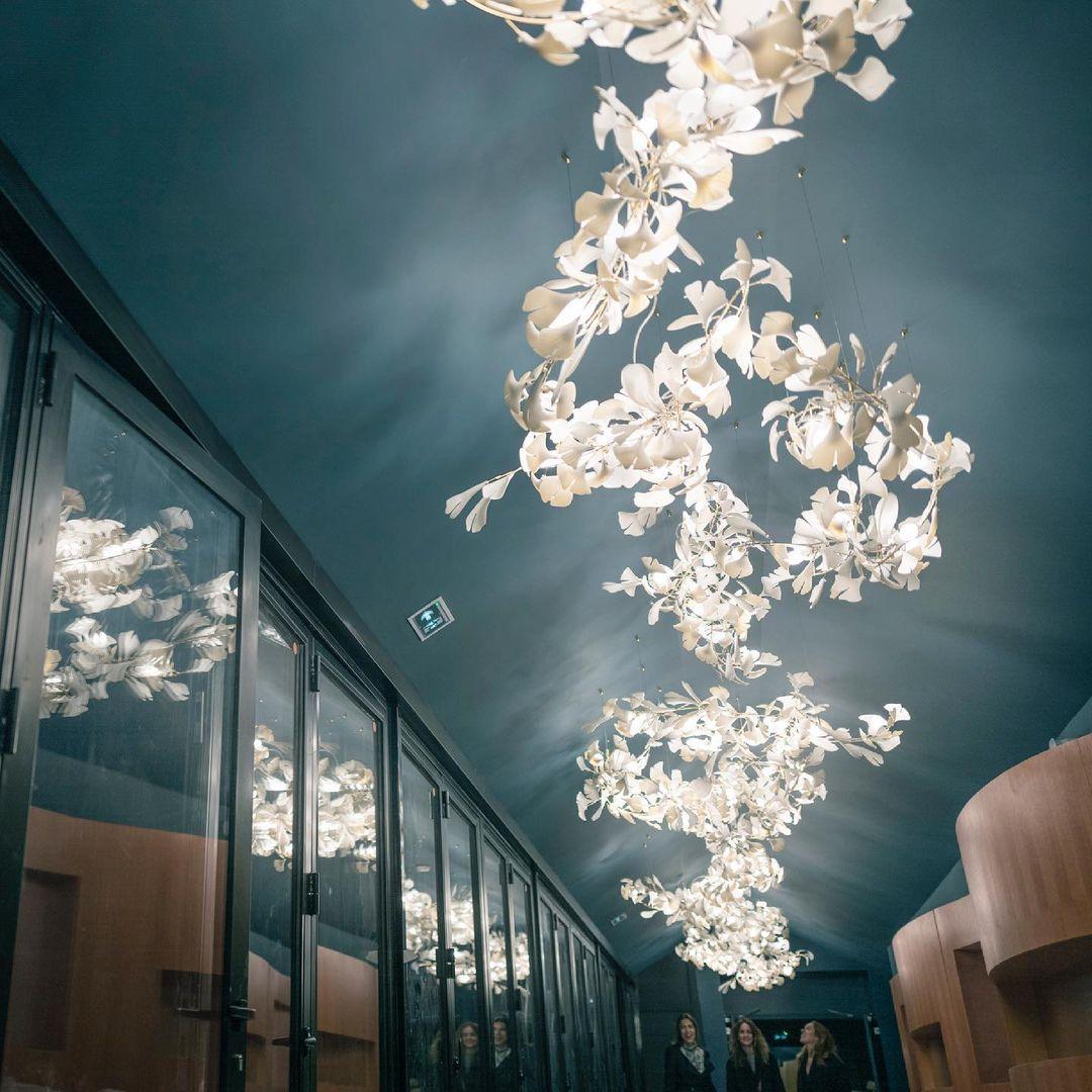 Olivia Ceramic Gingko Leaf Chandelier Organic Curves