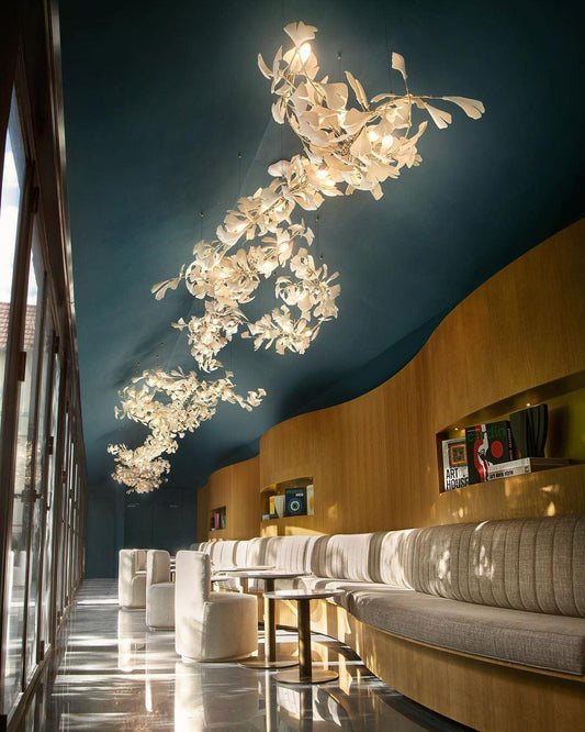 Olivia Ceramic Gingko Leaf Chandelier Organic Curves