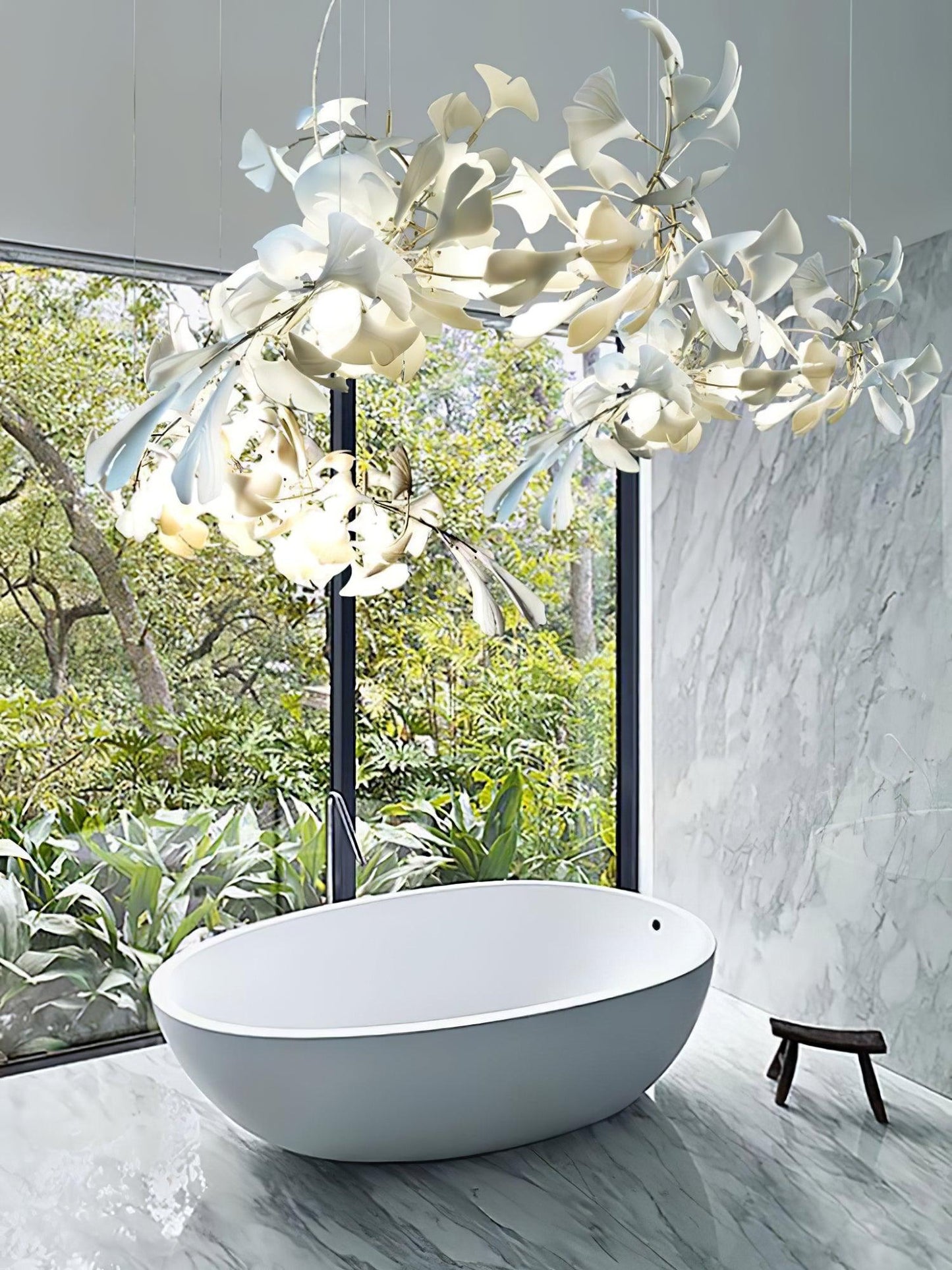 Olivia Ceramic Gingko Leaf Chandelier Organic Curves