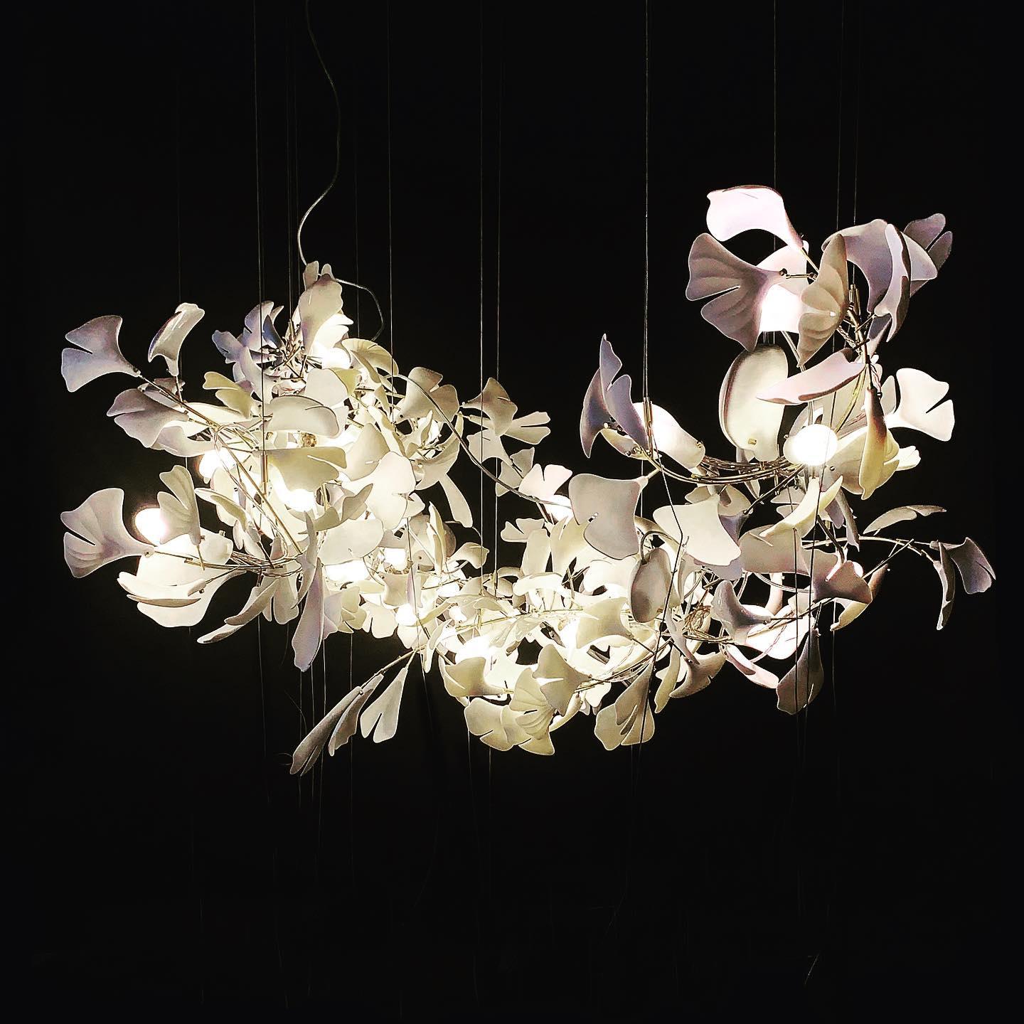 Olivia Ceramic Gingko Leaf Chandelier Organic Curves