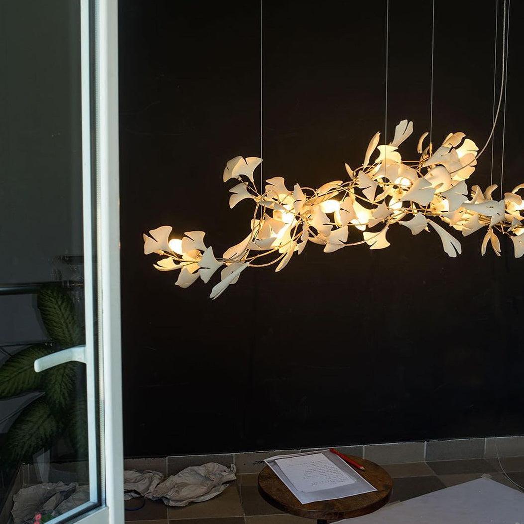 Olivia Ceramic Gingko Leaf Chandelier Organic Curves