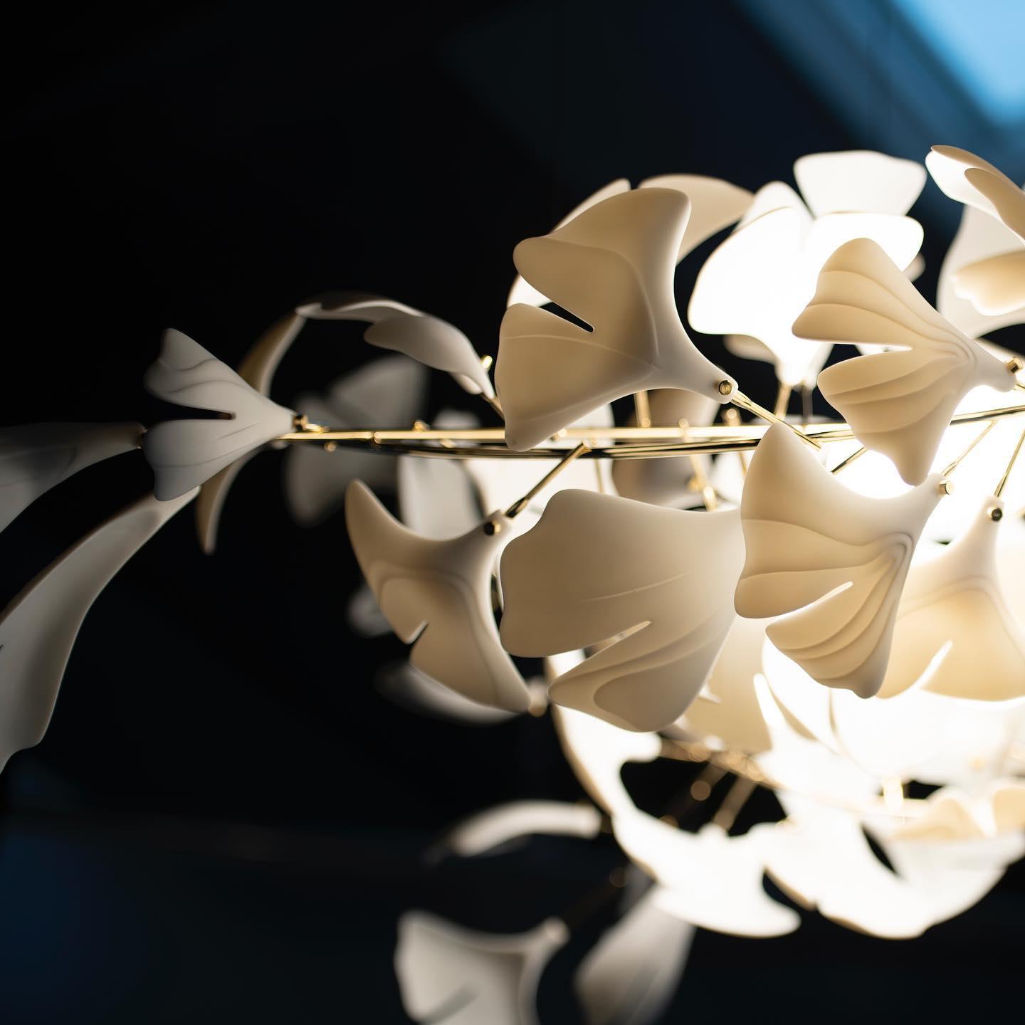 Olivia Ceramic Gingko Leaf Chandelier Organic Curves