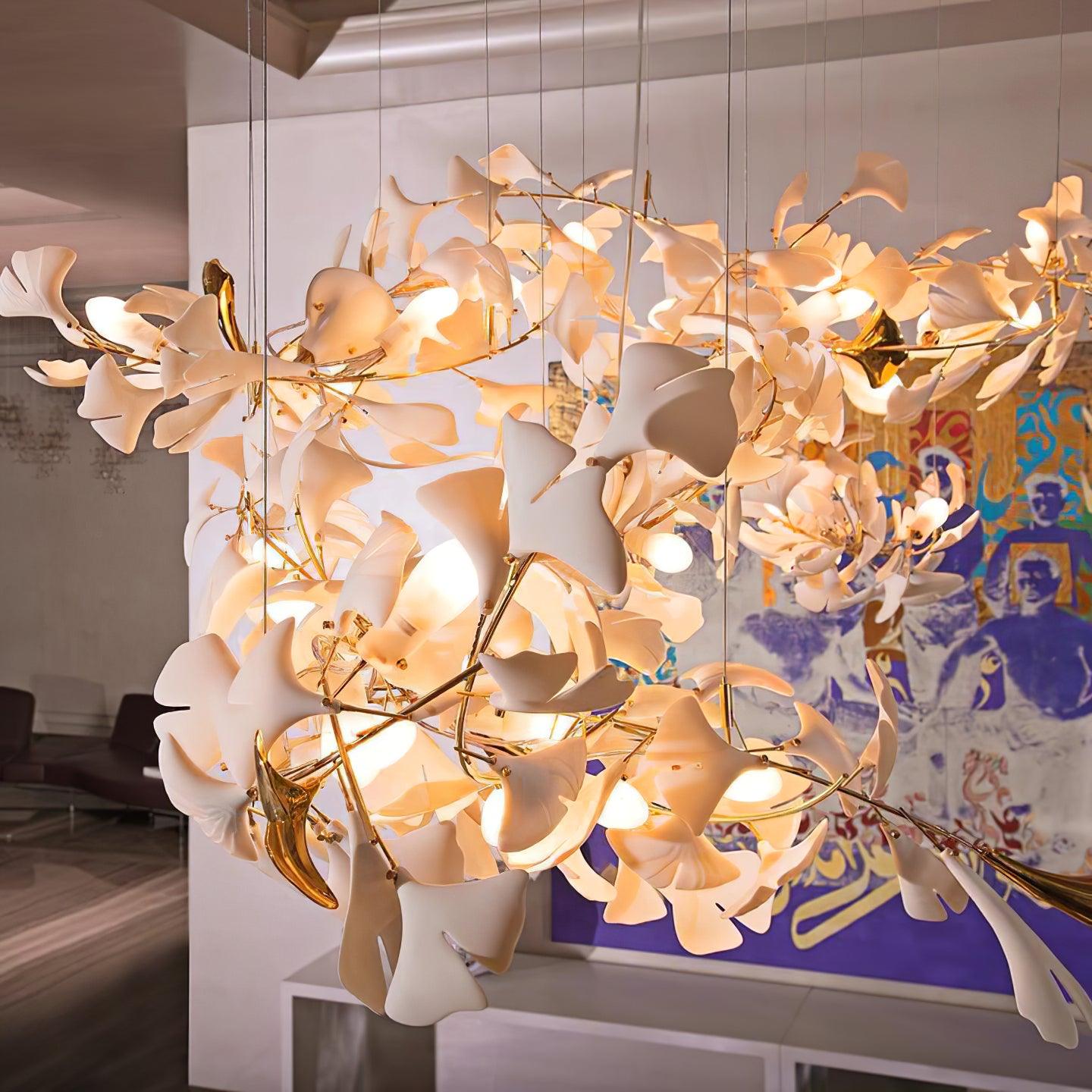 Olivia Ceramic Gingko Leaf Chandelier Organic Curves