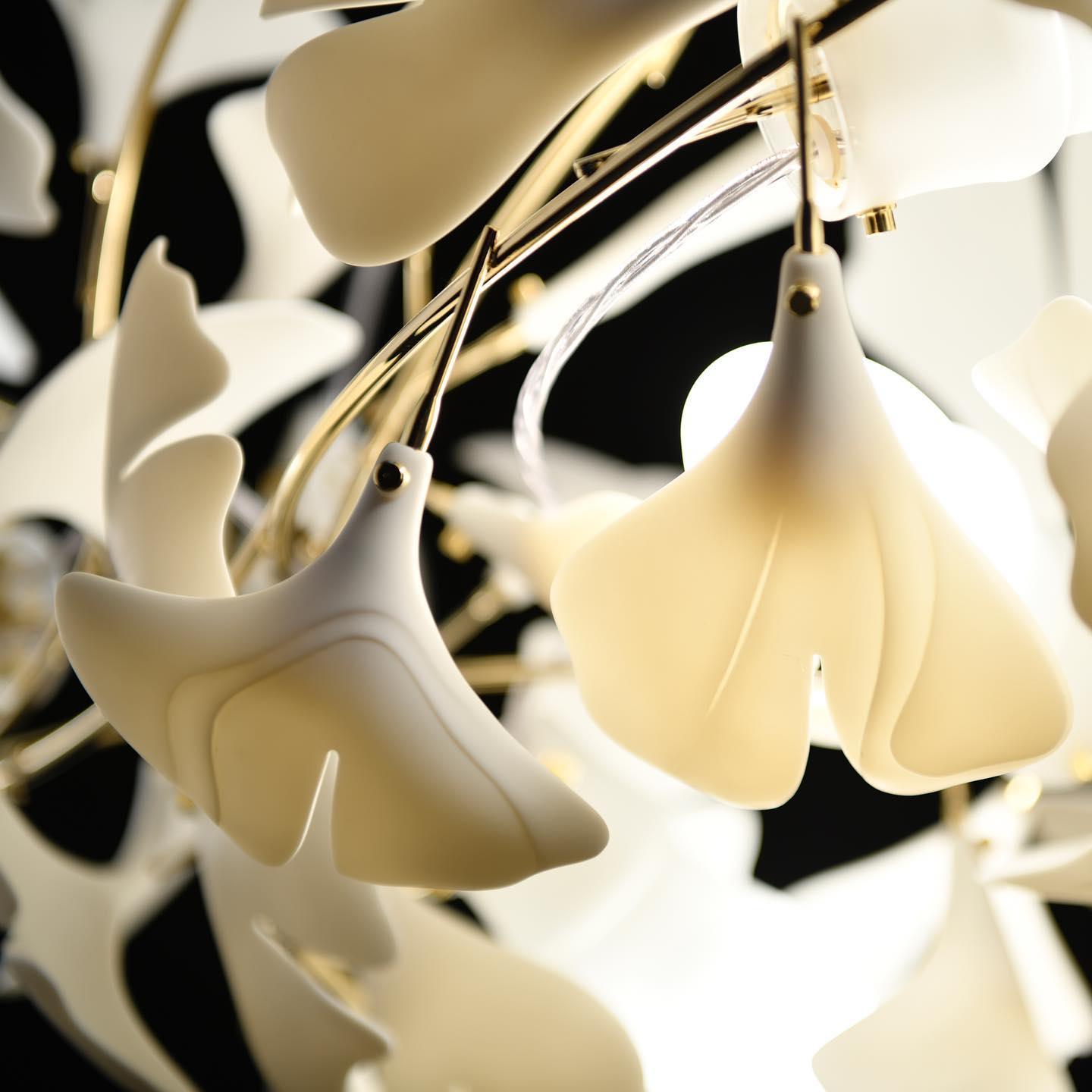 Olivia Ceramic Gingko Leaf Chandelier Organic Curves