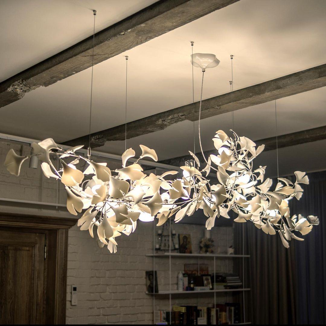 Olivia Ceramic Gingko Leaf Chandelier Organic Curves