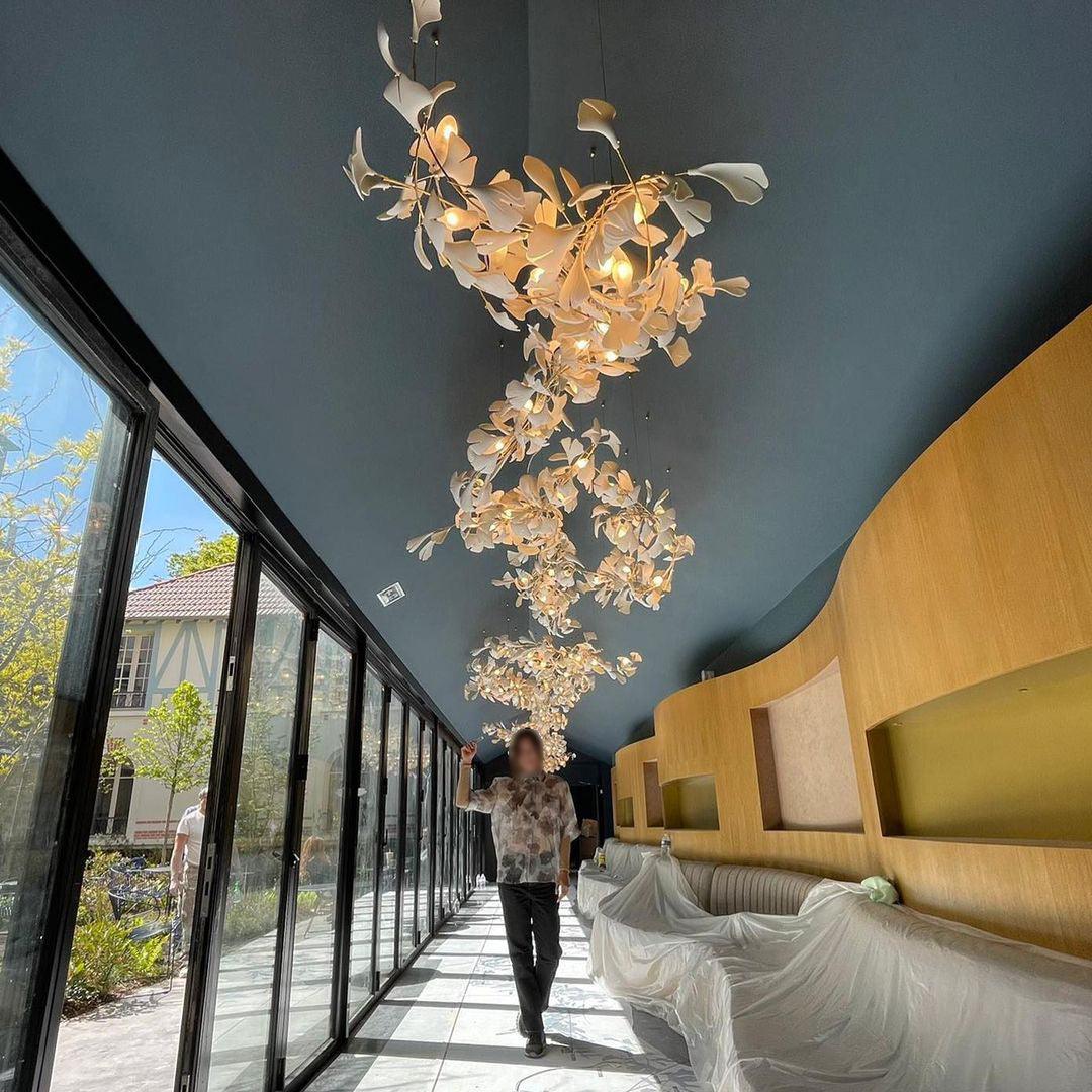 Olivia Ceramic Gingko Leaf Chandelier Organic Curves