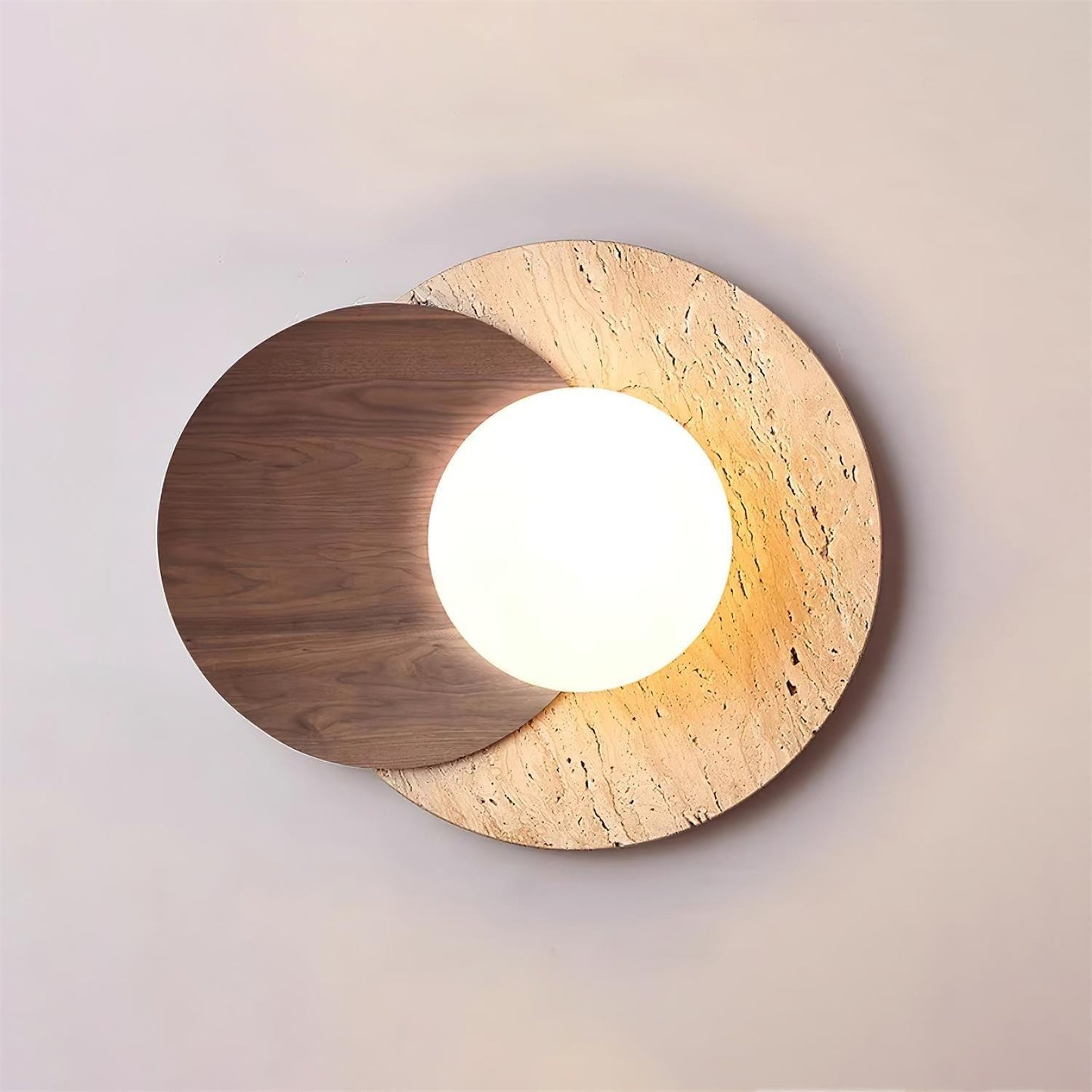 Zelirir Dual-disc Travertine Wall Light