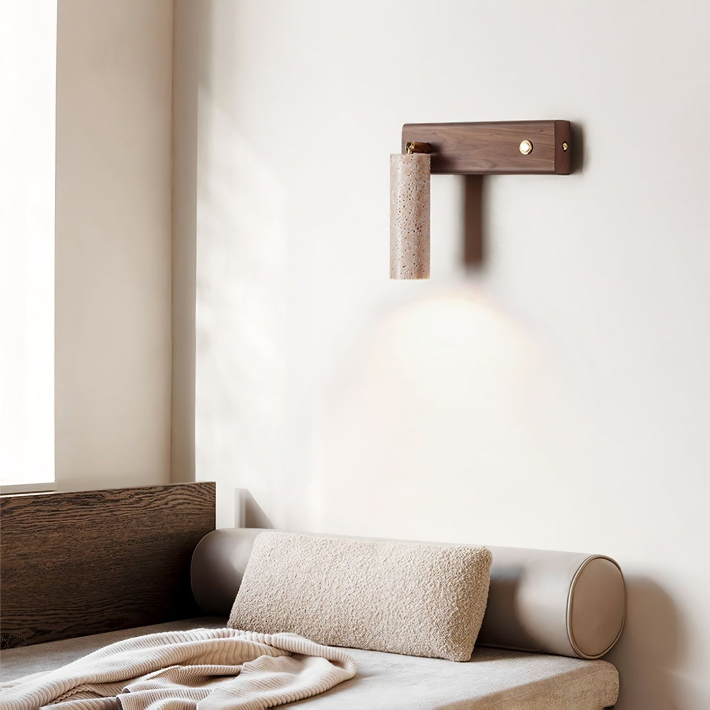 Ornoria Cylindrical Travertine Wall Light Spotlight