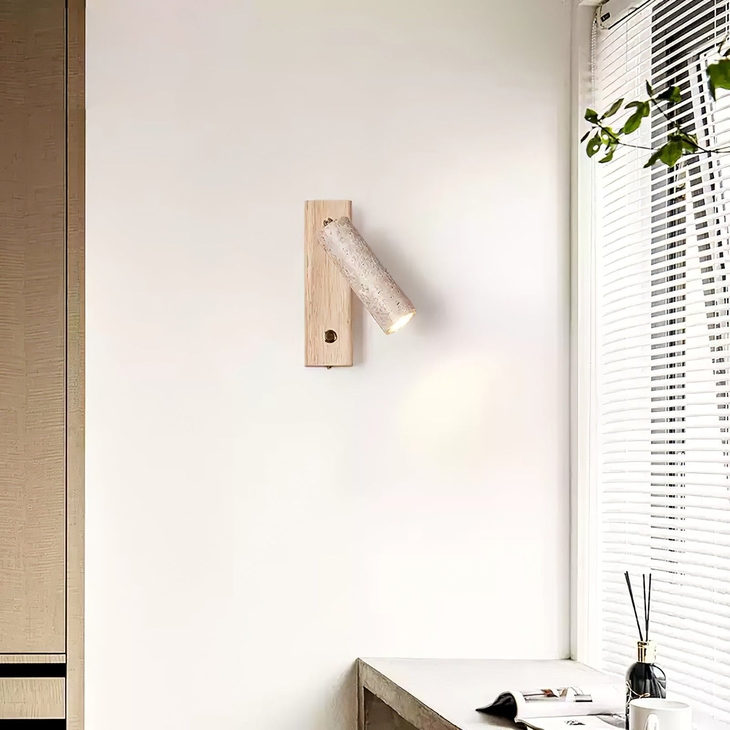 Ornoria Cylindrical Travertine Wall Light Spotlight