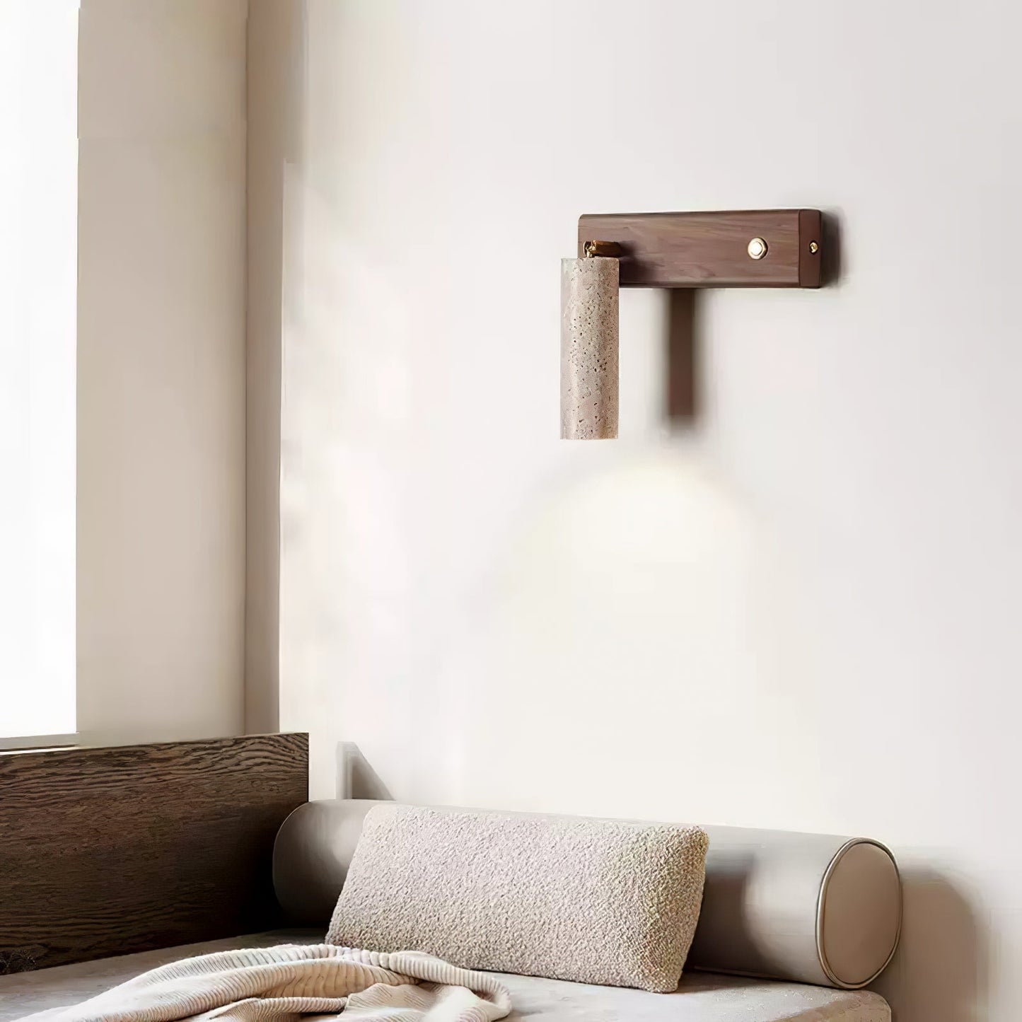 Ornoria Cylindrical Travertine Wall Light Spotlight