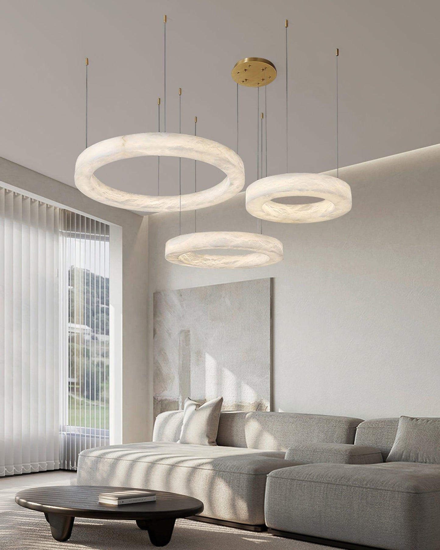 Olloros Alabaster Multi-ring Pendant Light