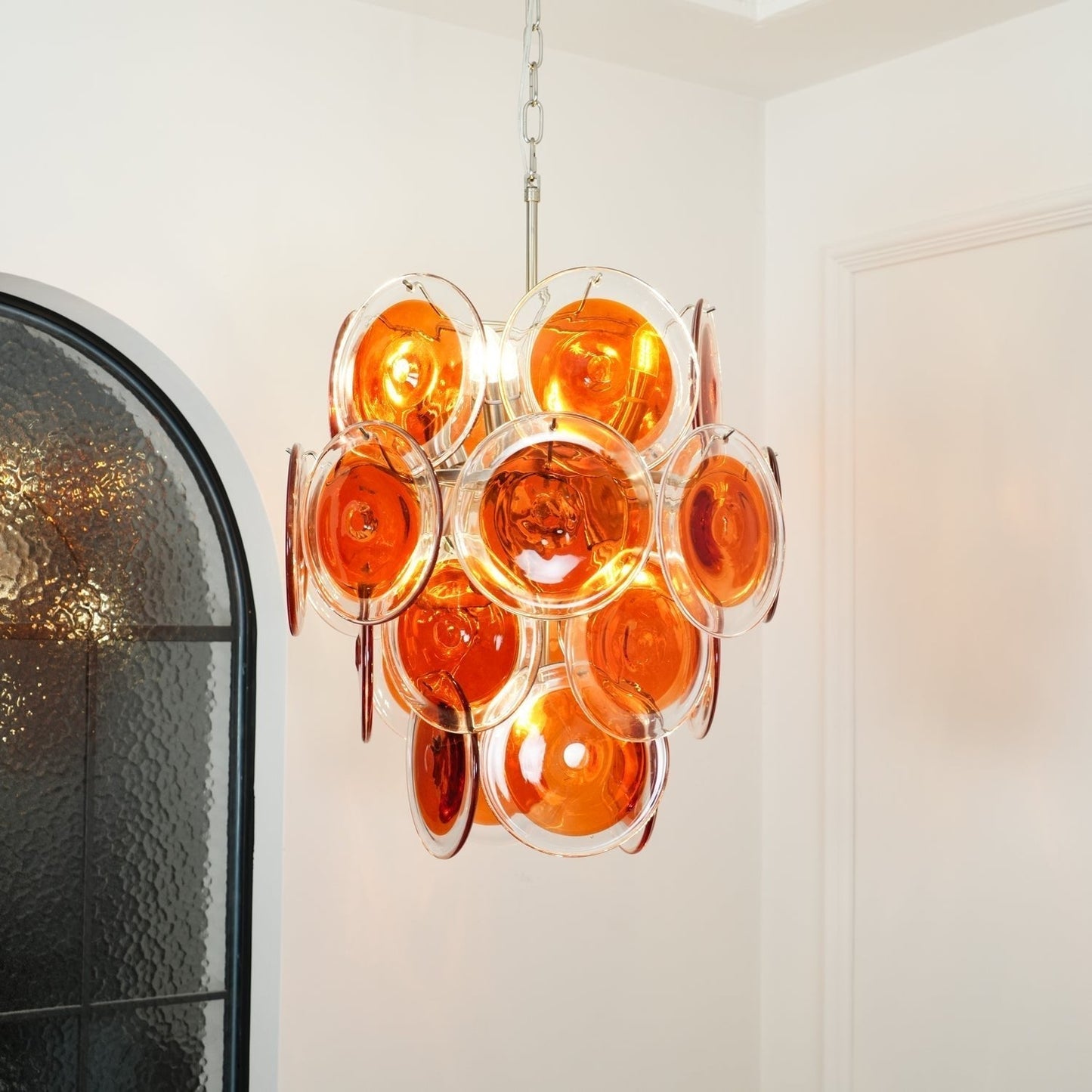 Aurora Chandelier Murano Orange Glass