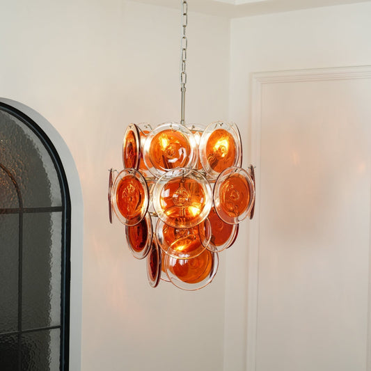 Aurora Chandelier Murano Orange Glass