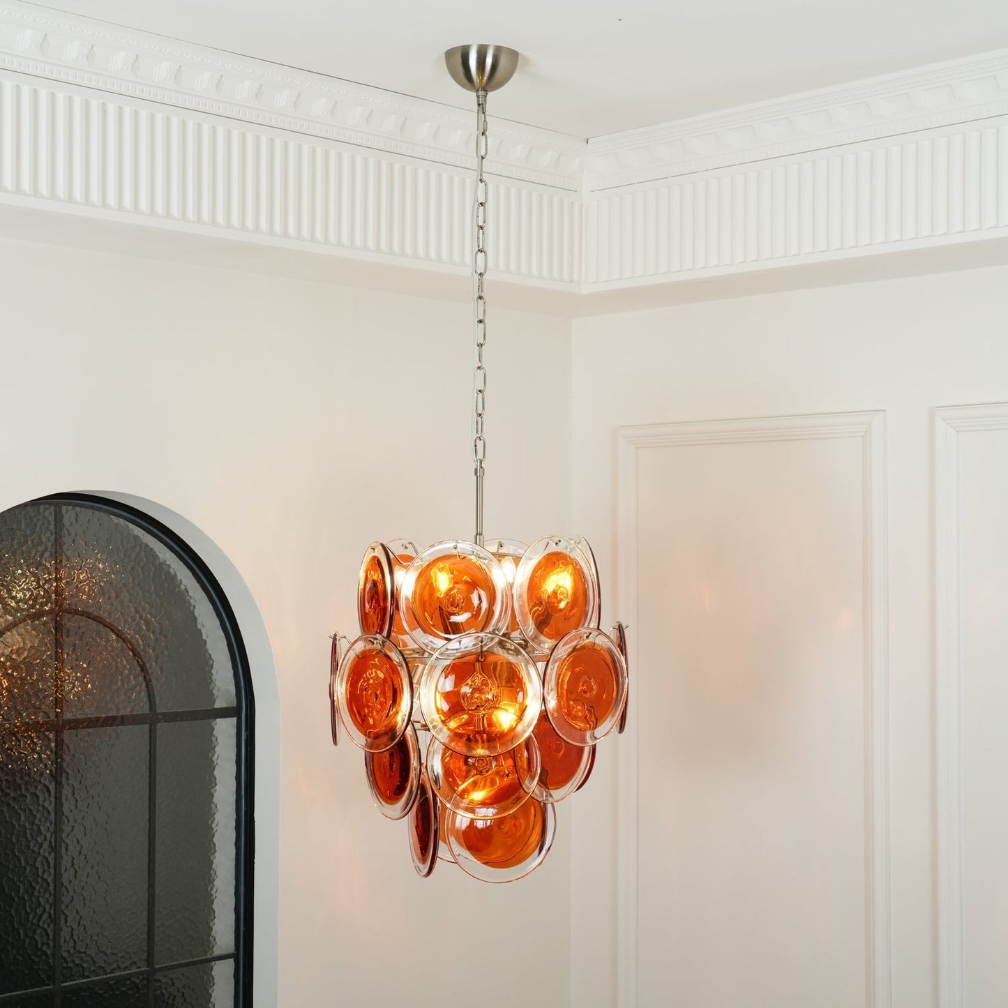 Aurora Chandelier Murano Orange Glass