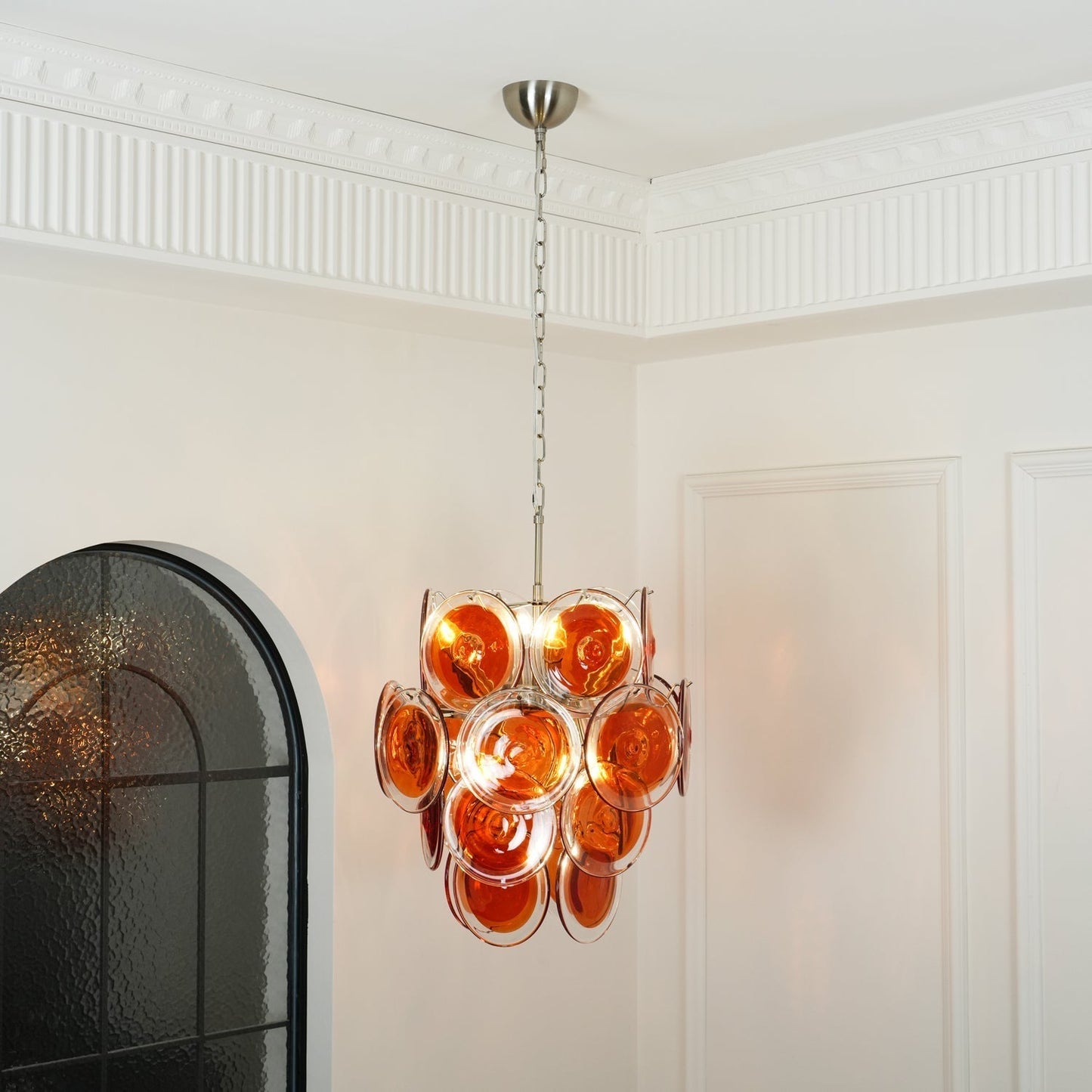 Aurora Chandelier Murano Orange Glass