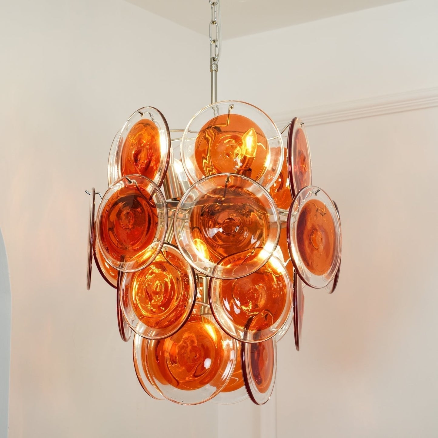 Aurora Chandelier Murano Orange Glass