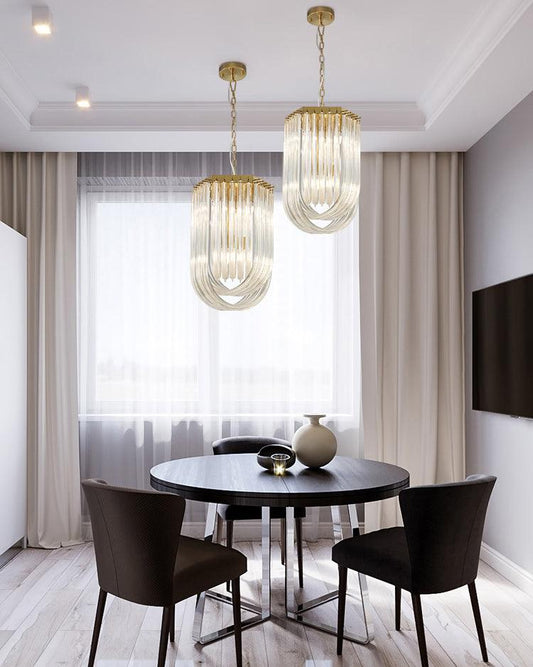 Aurora Chandelier Clear Curved Tiered