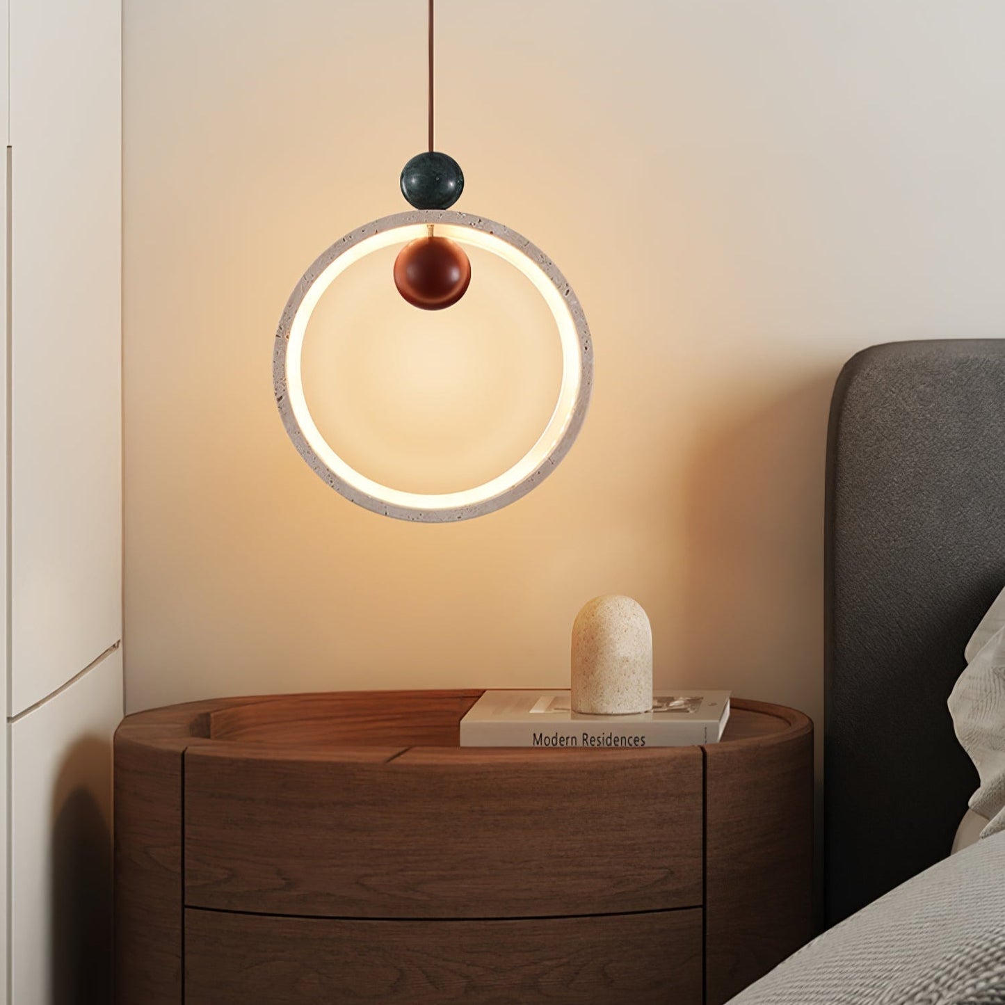 Vovinyra Circular Travertine Pendant Light