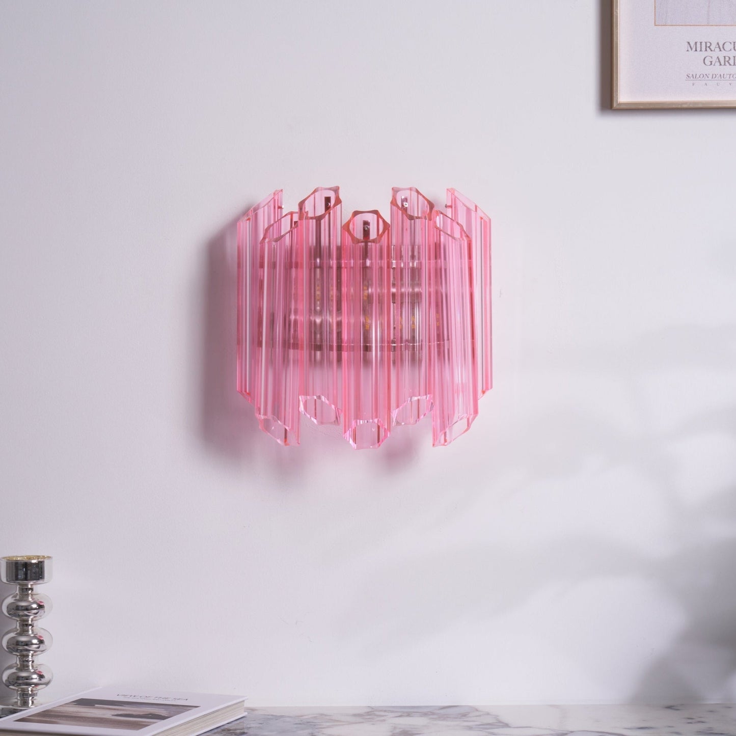 Aurora Wall Lamp Pink Murano Glass Tube