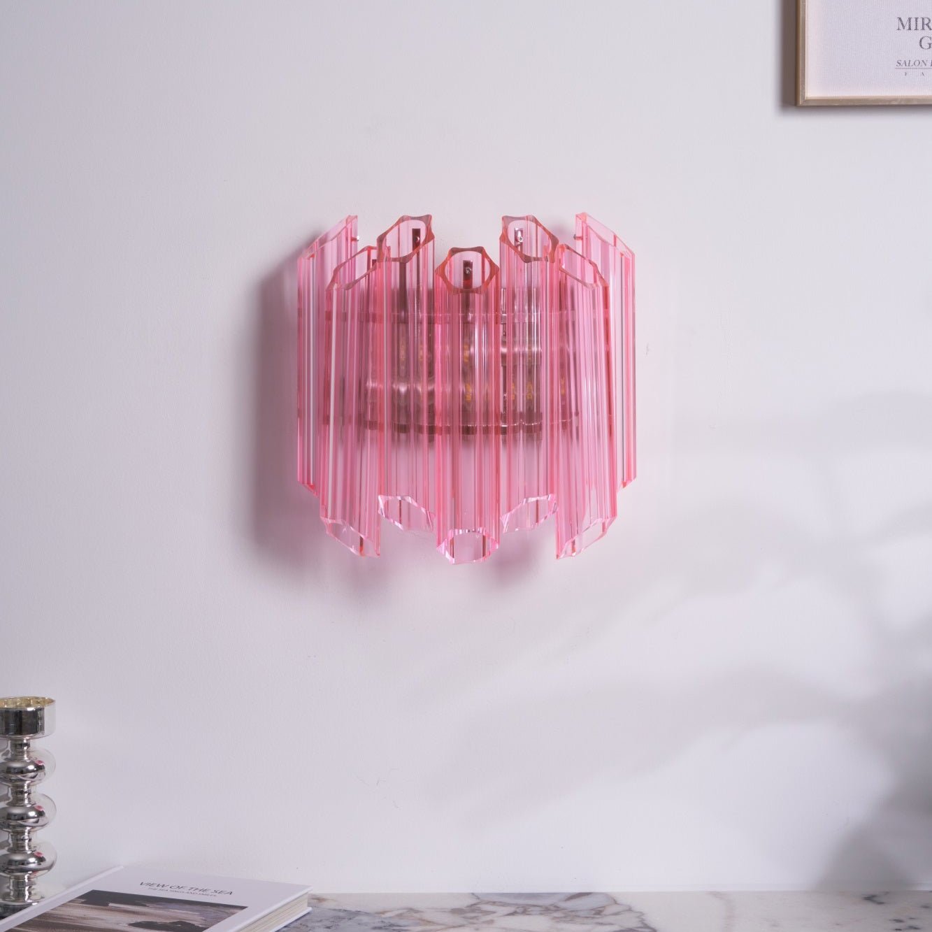 Aurora Wall Lamp Pink Murano Glass Tube