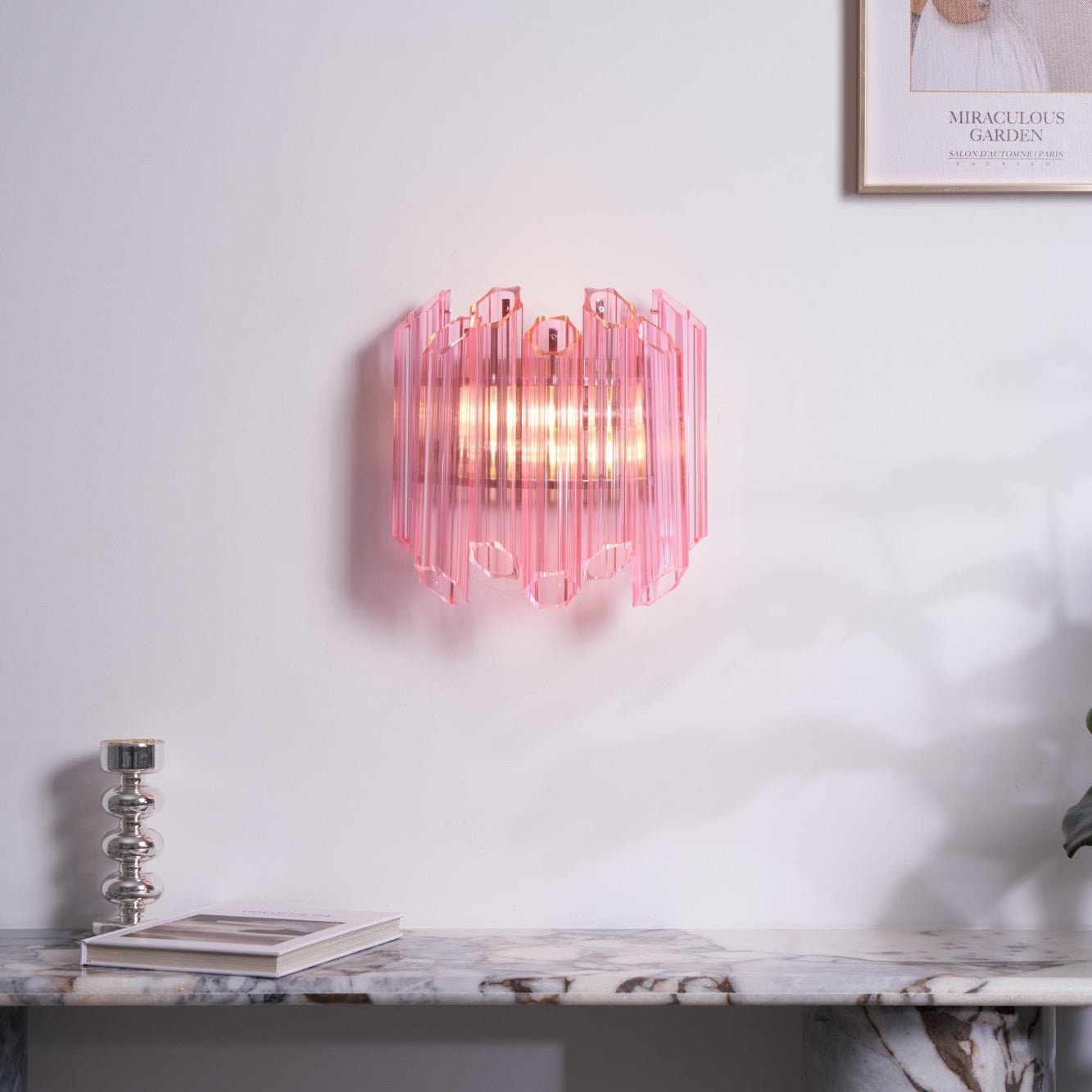Aurora Wall Lamp Pink Murano Glass Tube
