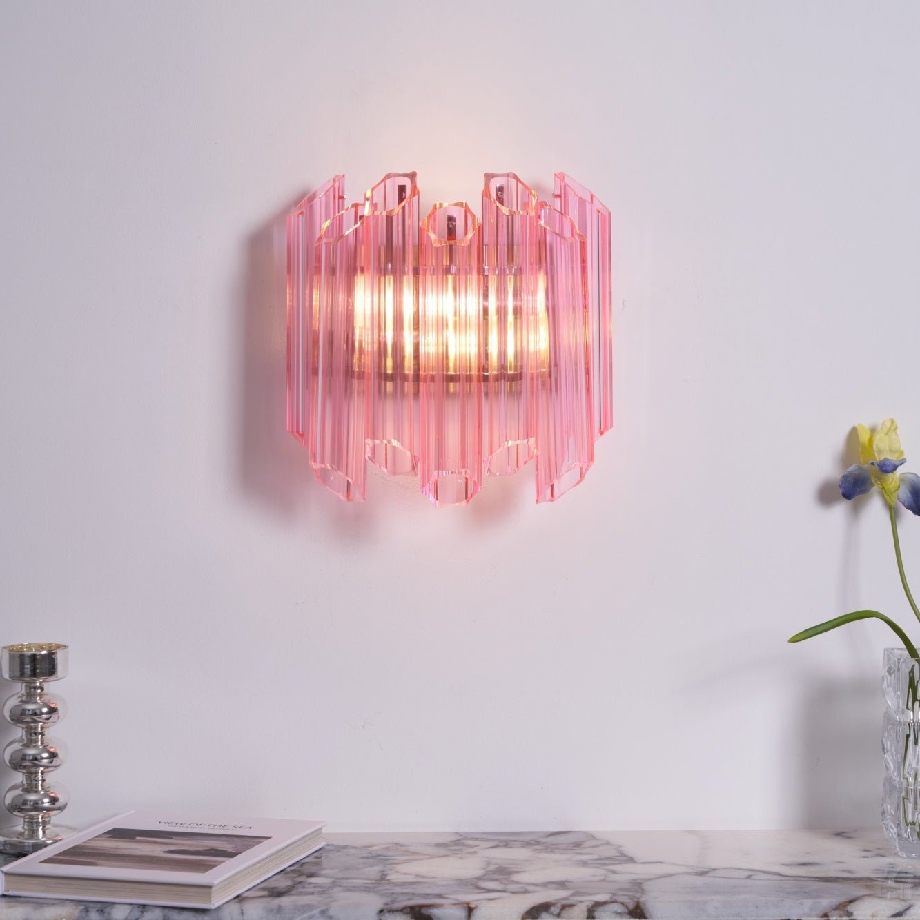 Aurora Wall Lamp Pink Murano Glass Tube
