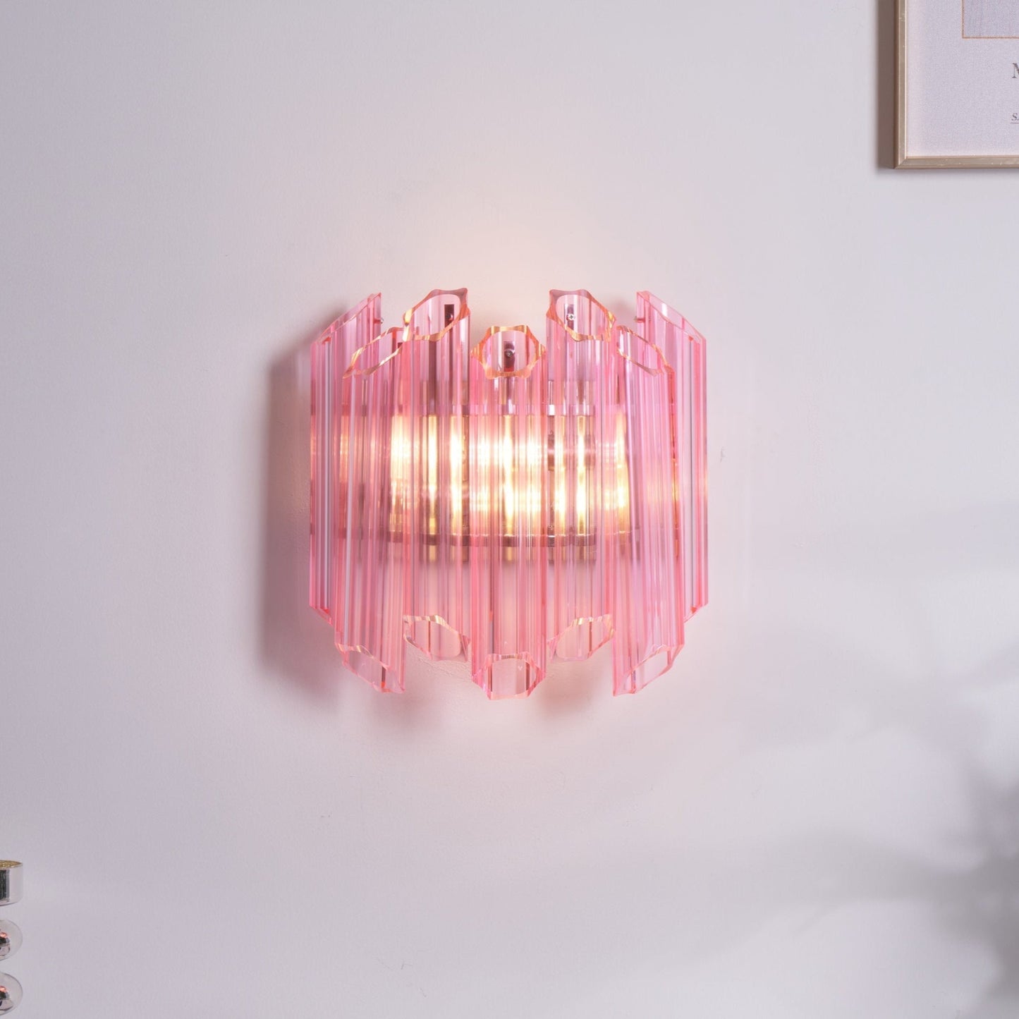 Aurora Wall Lamp Pink Murano Glass Tube