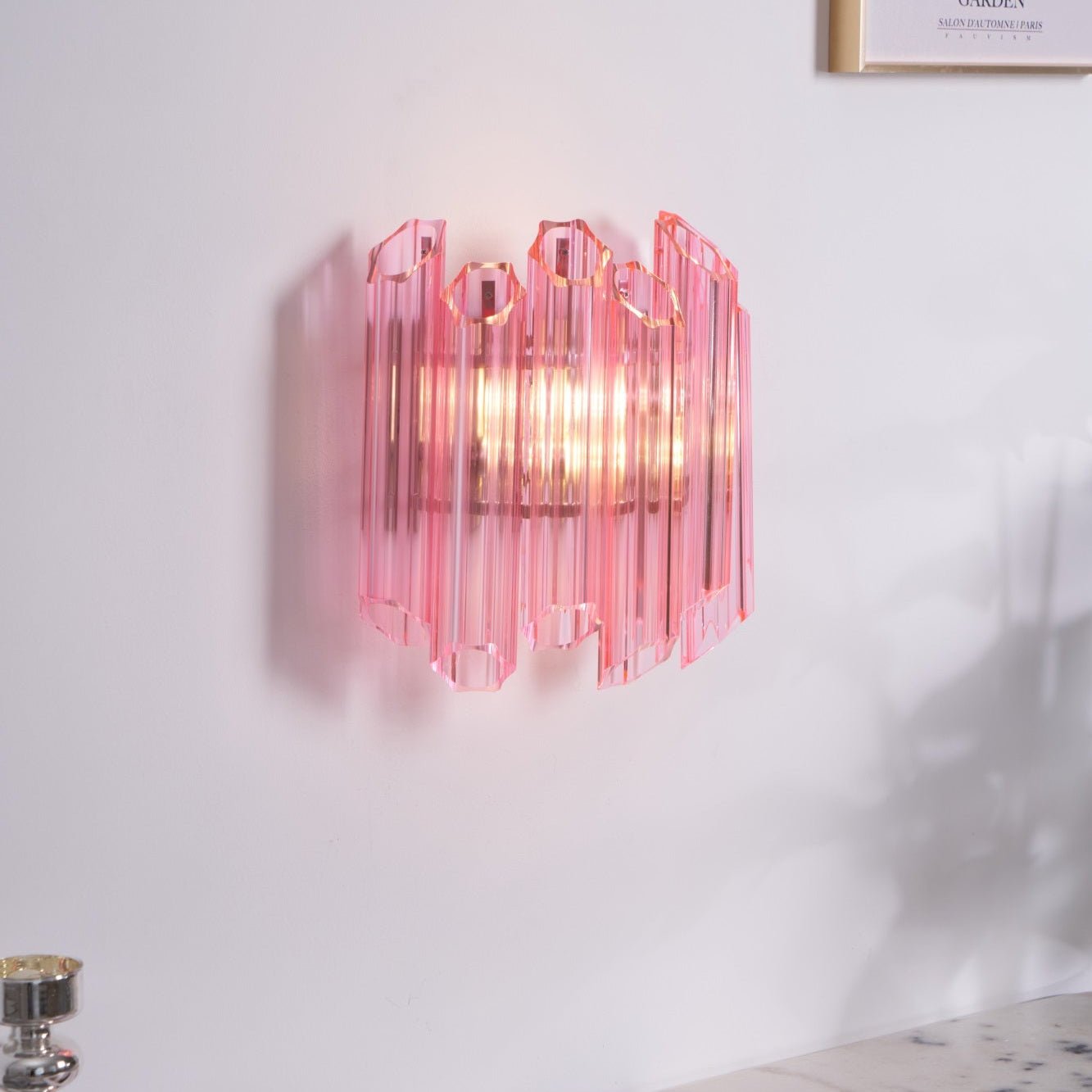 Aurora Wall Lamp Pink Murano Glass Tube
