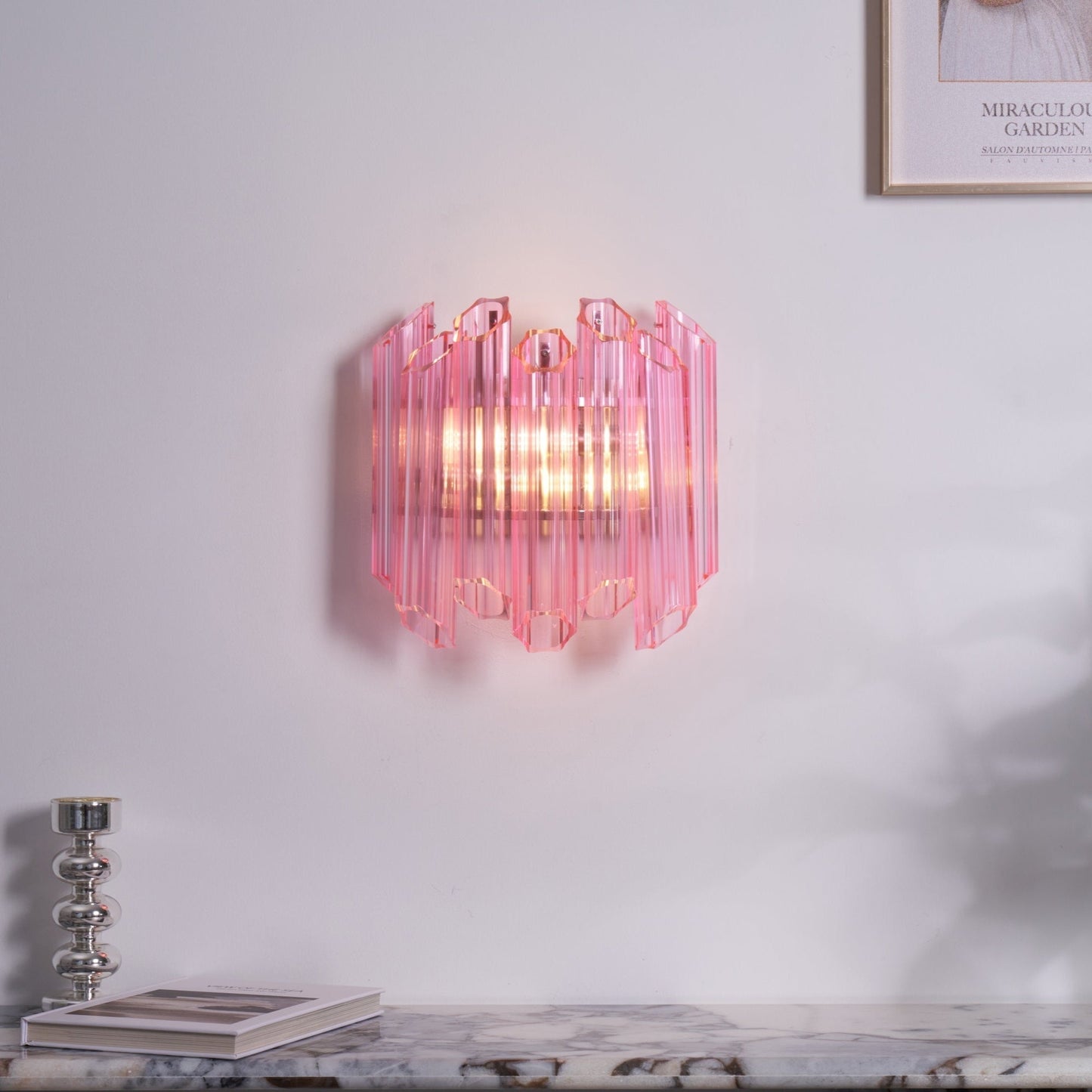 Aurora Wall Lamp Pink Murano Glass Tube