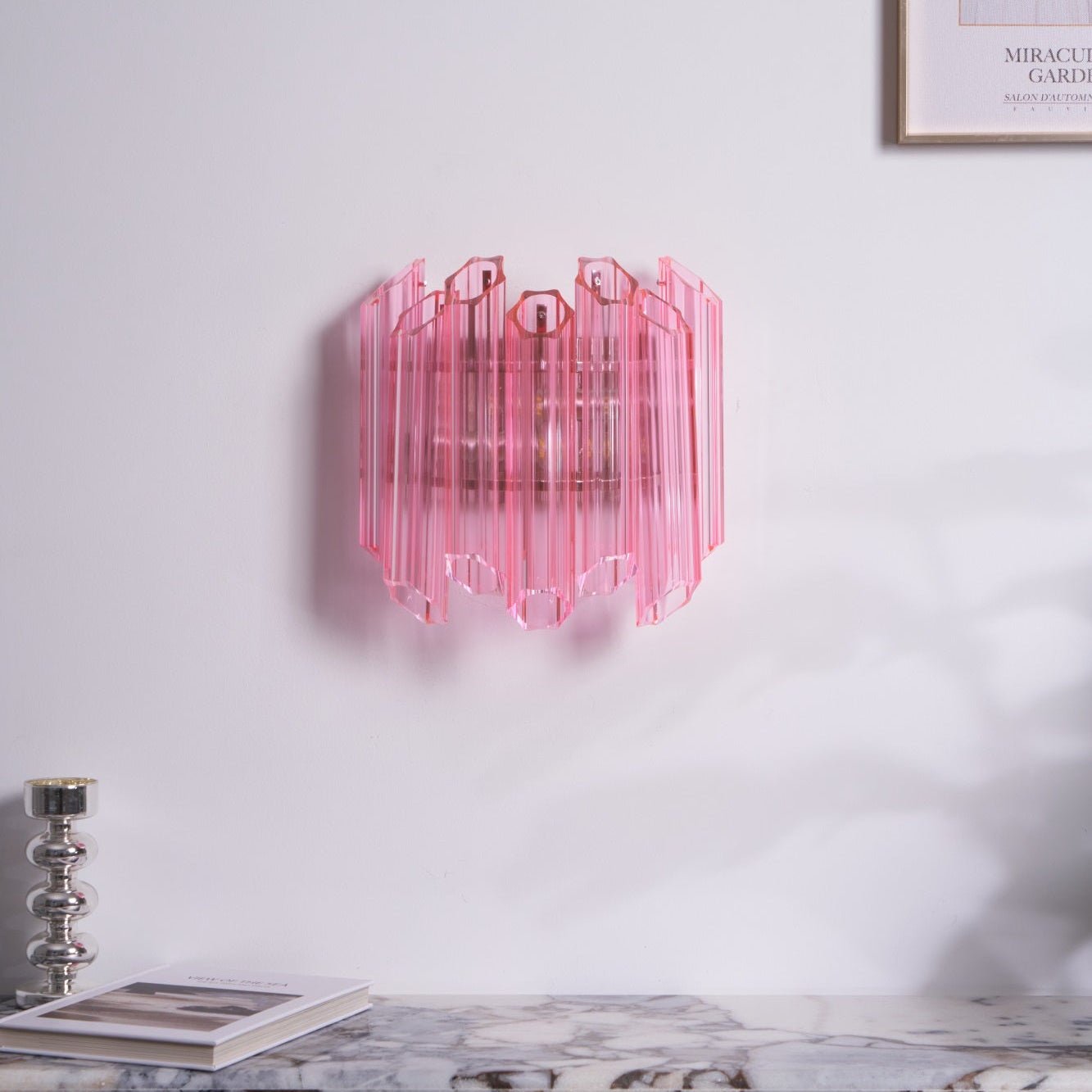 Aurora Wall Lamp Pink Murano Glass Tube