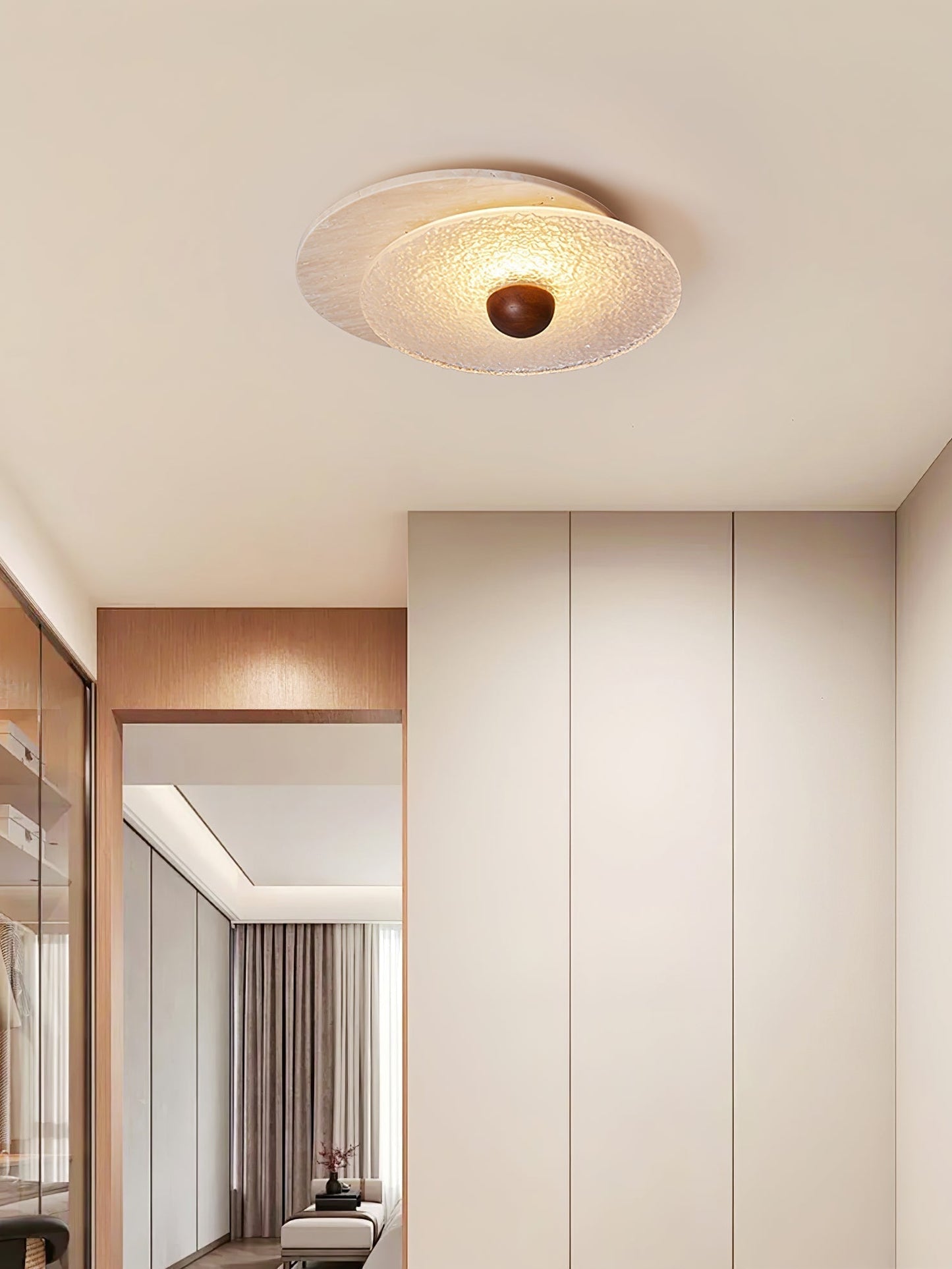 Orlora Circular Travertine Ceiling Light