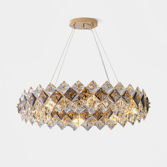 Lustra Chandelier Scale Crystal Round With Gold LED