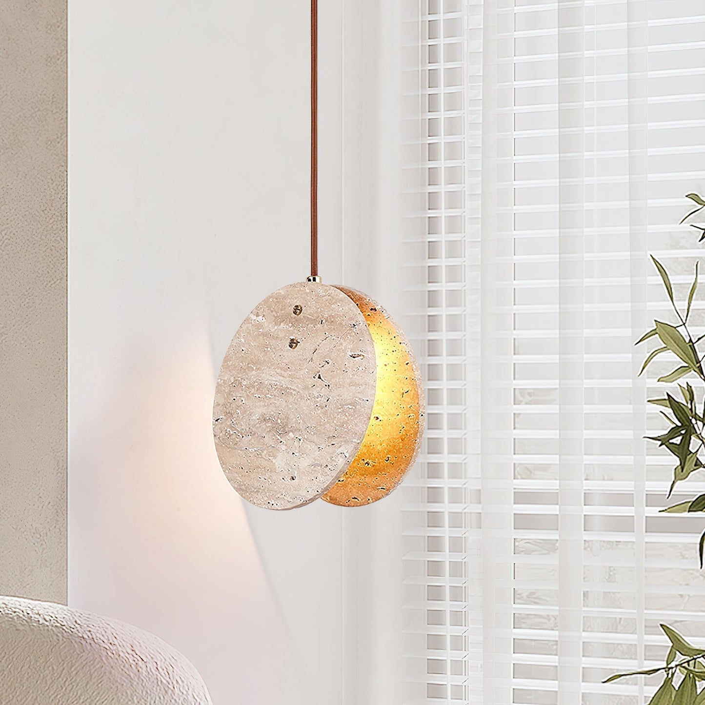 Lunarae Crescent Travertine Pendant Light